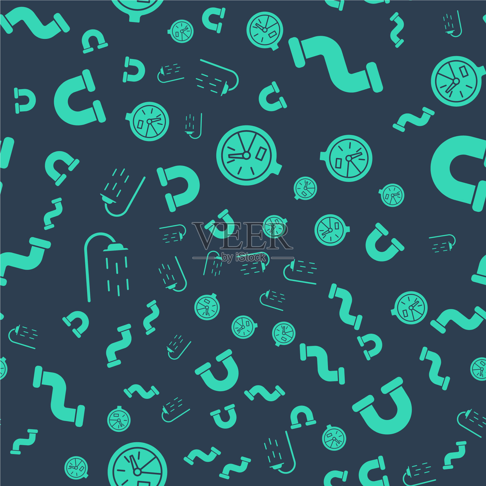 设置水表行业金属管淋浴器图标素材