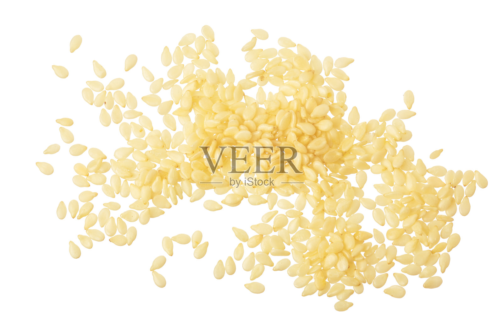 芝麻种子孤立在白色背景俯视图。平躺照片摄影图片