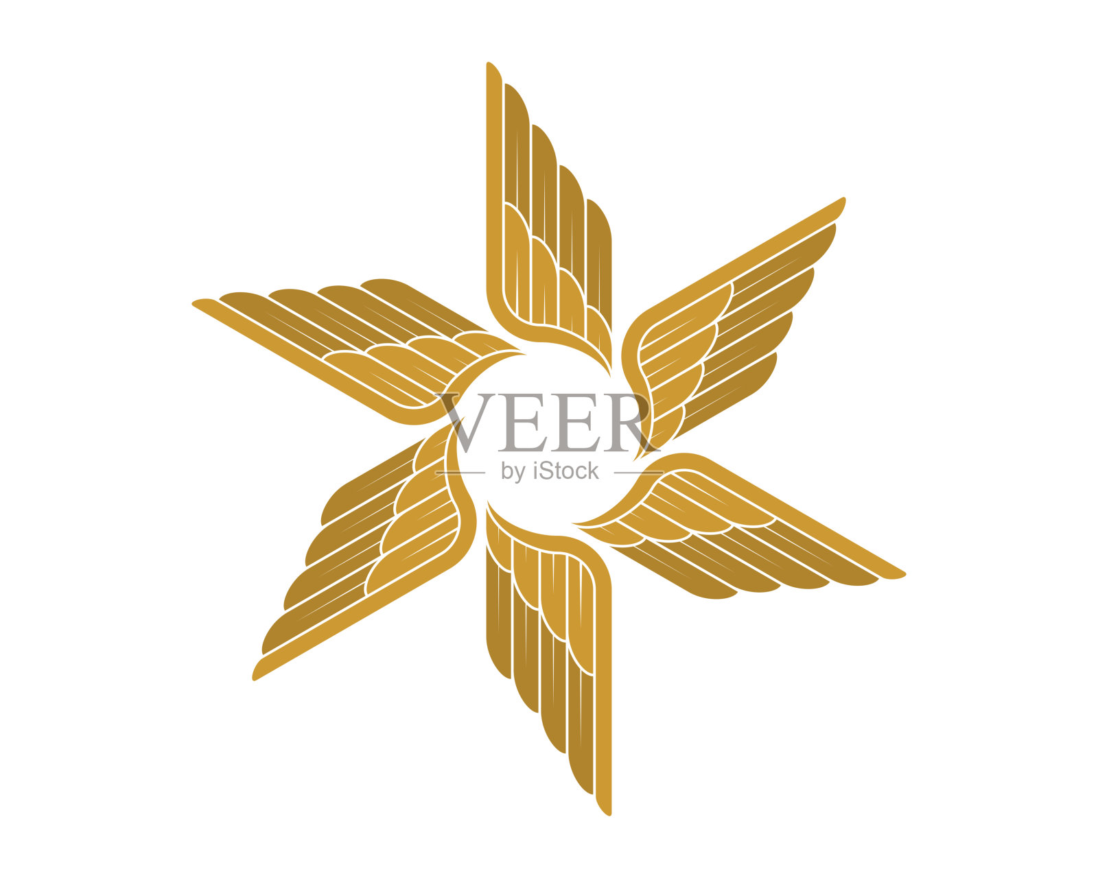 圆形的金色天使翅膀标志插画图片素材