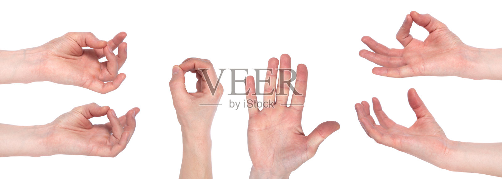 空的男性的手做手势,像是握住白色背景上孤立的东西。多幅图像集照片摄影图片