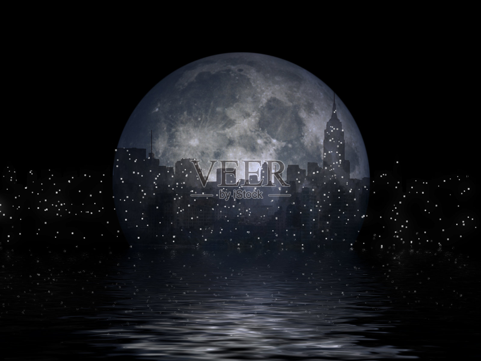 曼哈顿满月照片摄影图片