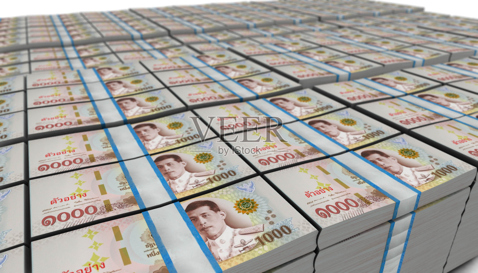 3D堆1000泰国泰铢钞票照片摄影图片