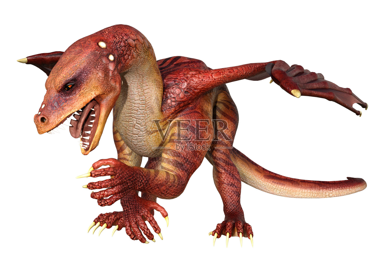 3D插图幻想龙在白色照片摄影图片