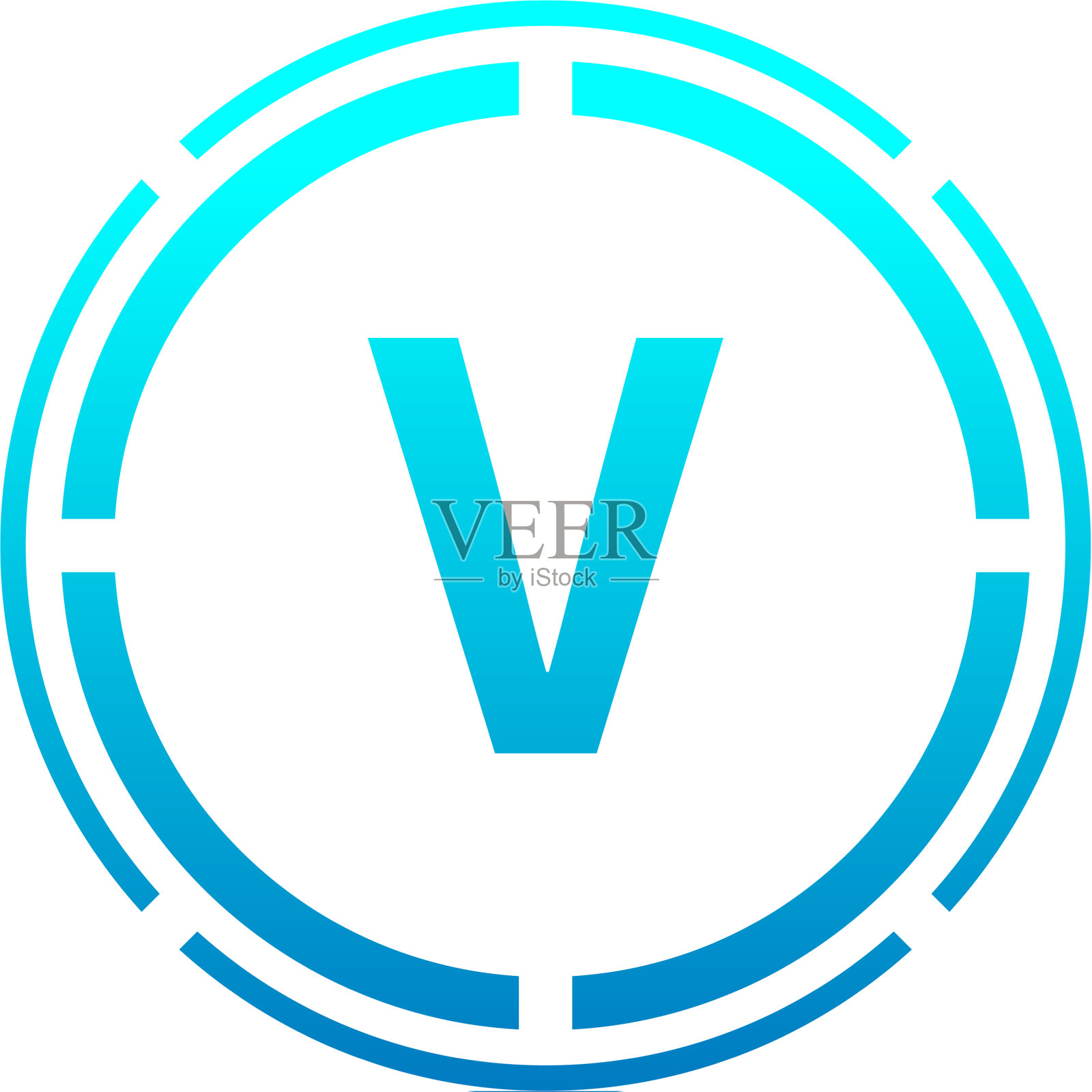 圆形v标志字母设计概念渐变图标素材