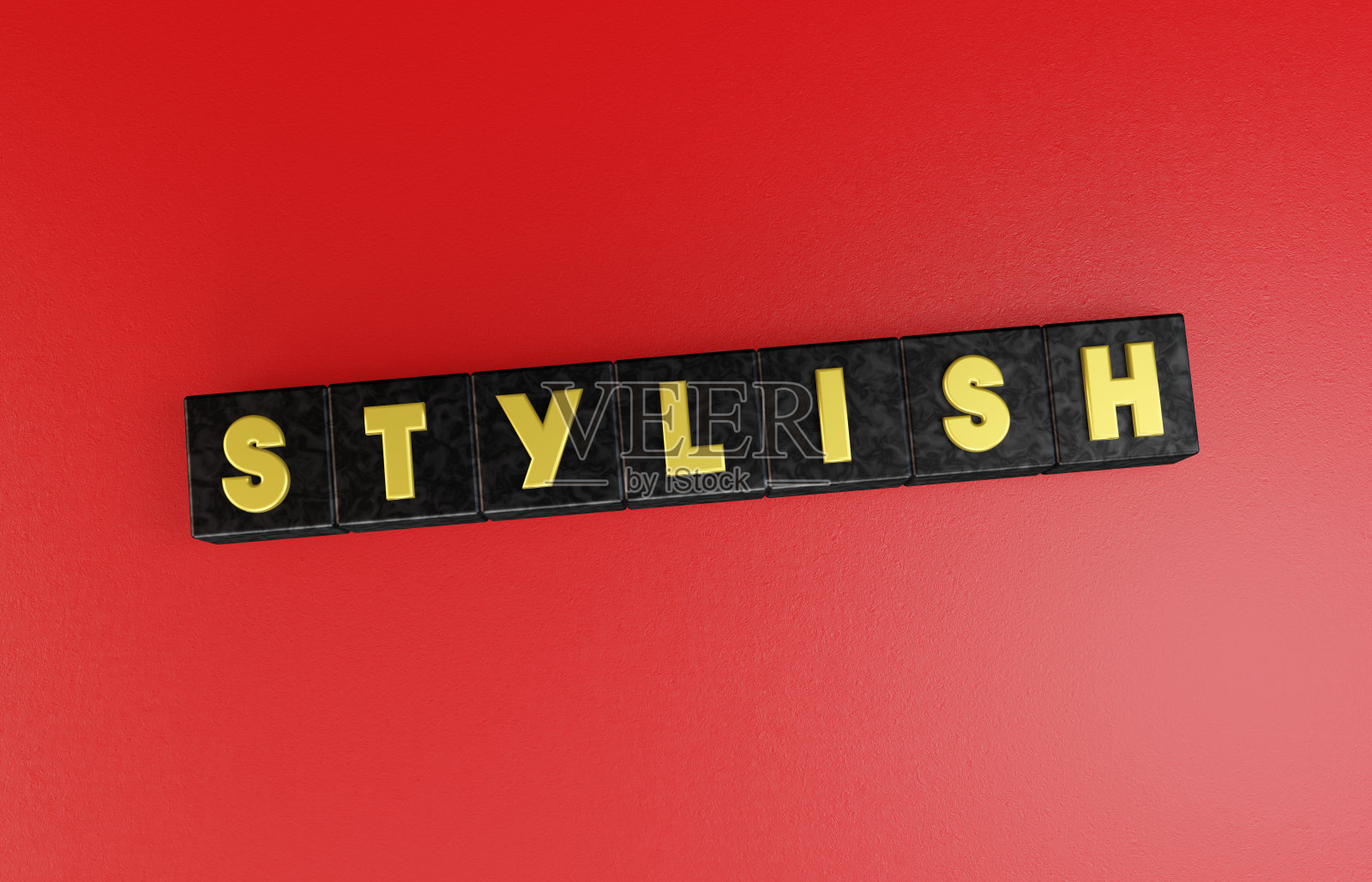 大理石立方体上的时尚文本。照片摄影图片