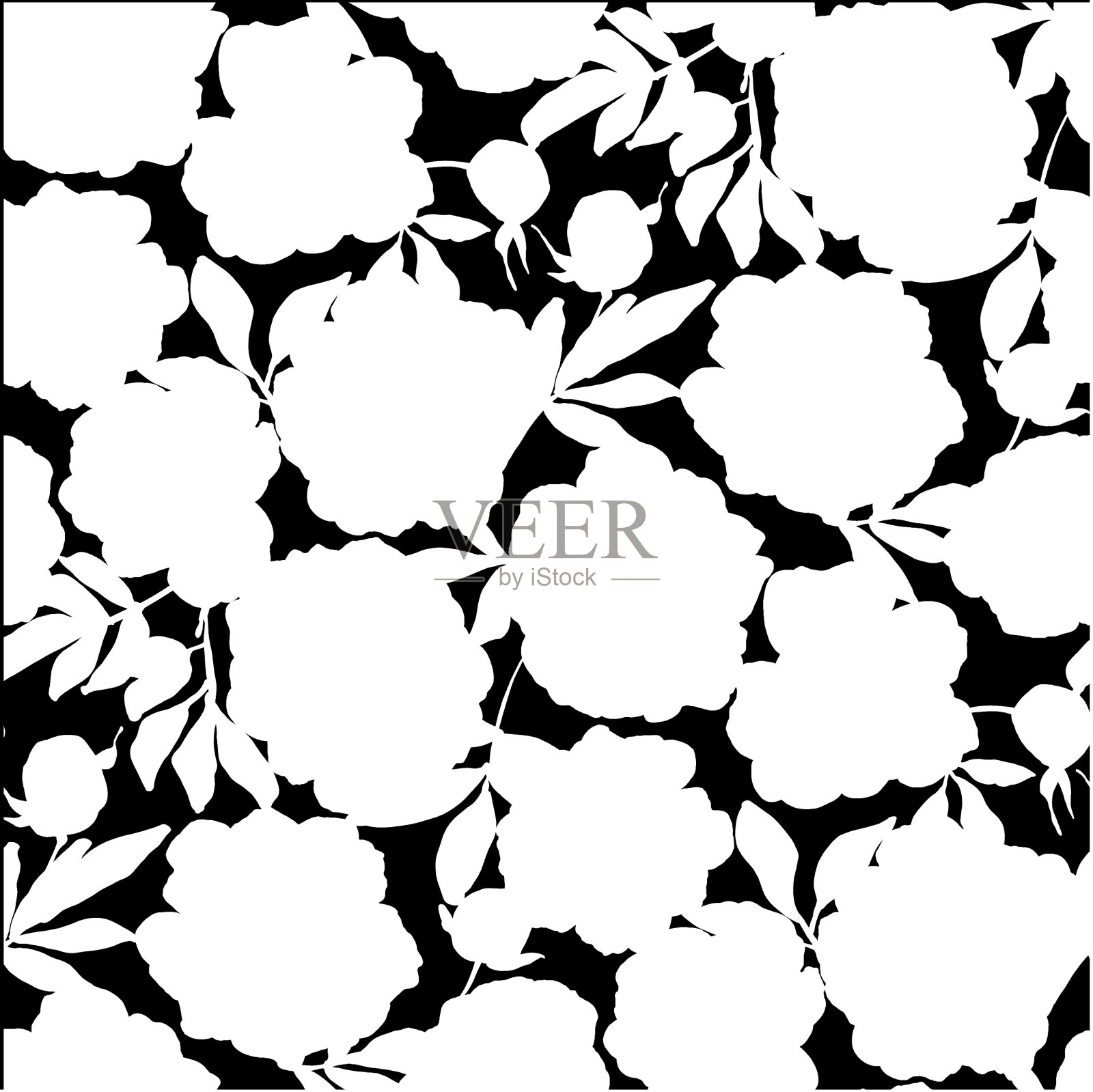 牡丹花朵简洁无缝图案插画图片素材