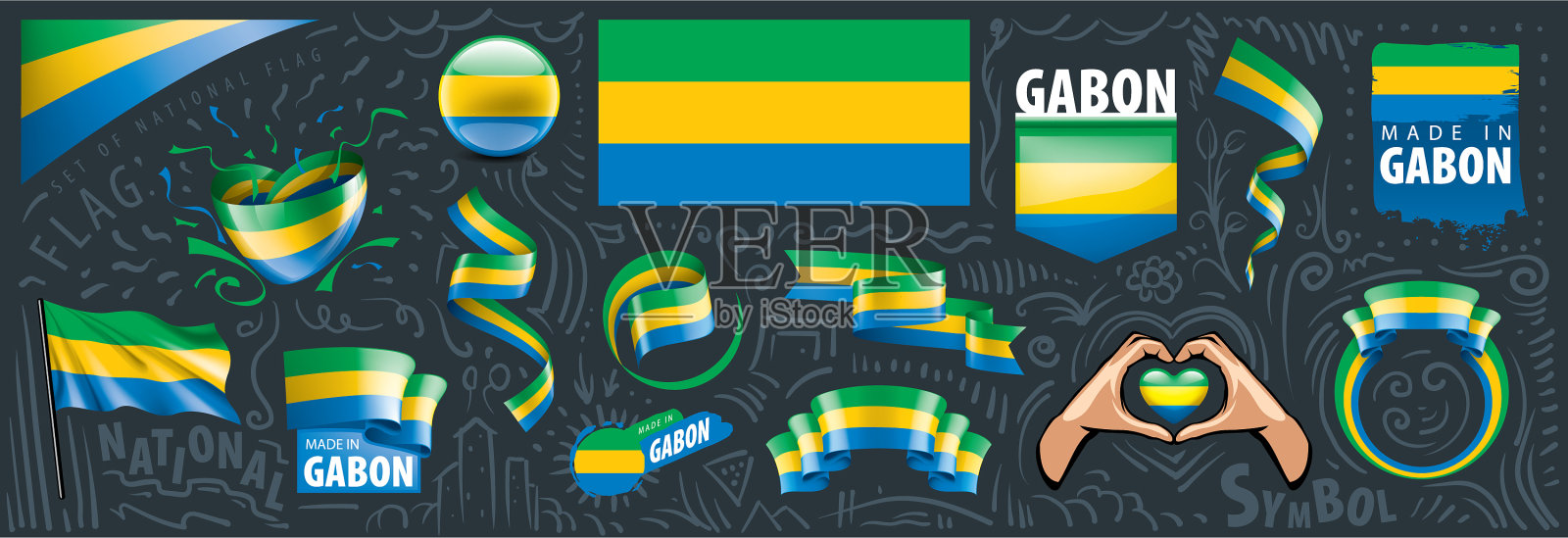 设加蓬国旗图标素材