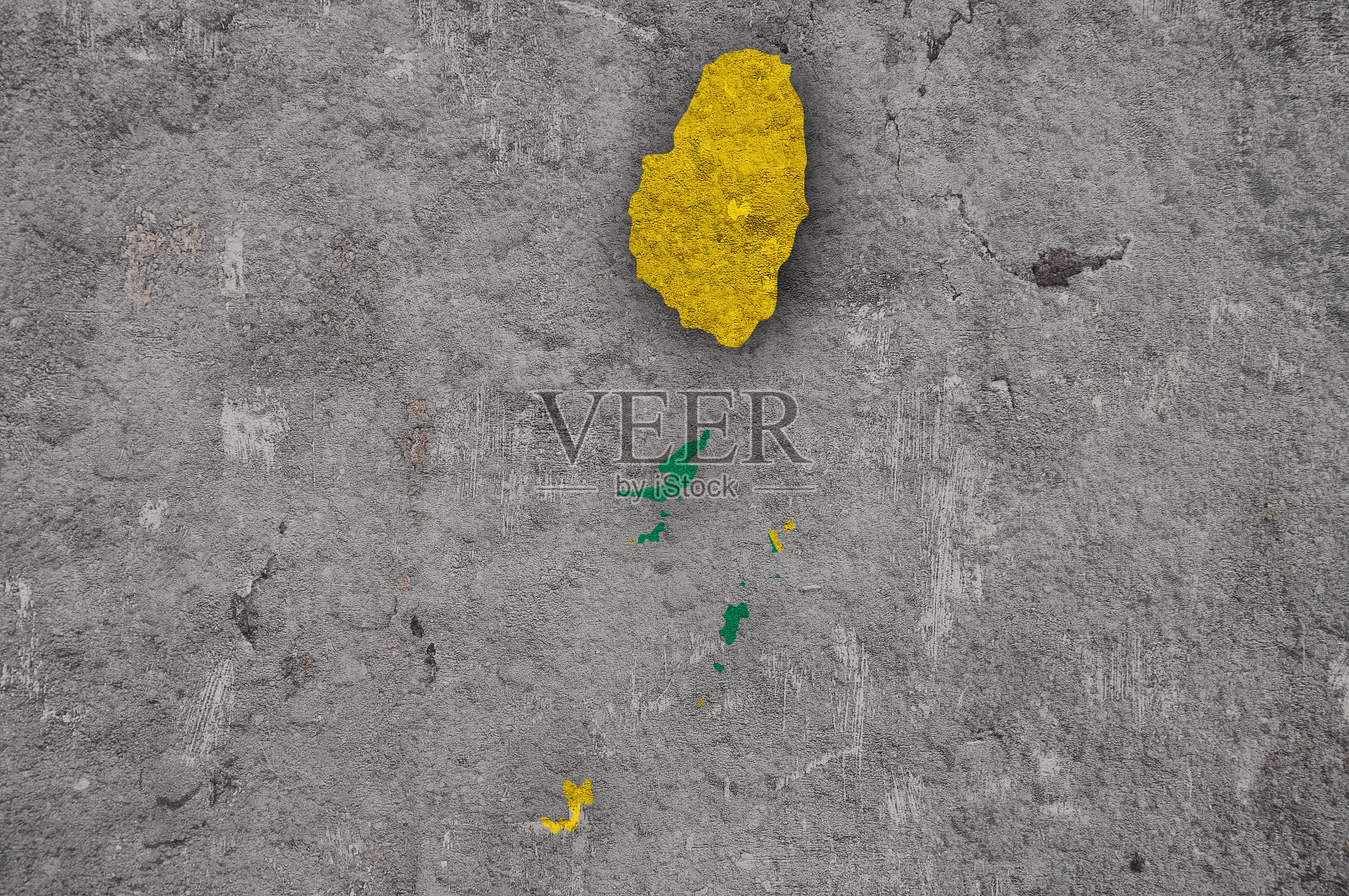 圣文森特和格林纳丁斯的地图和旗帜在风化的混凝土上插画图片素材