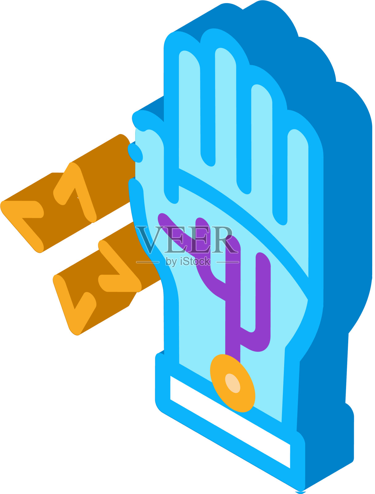 虚拟手套技术等距图标设计元素图片