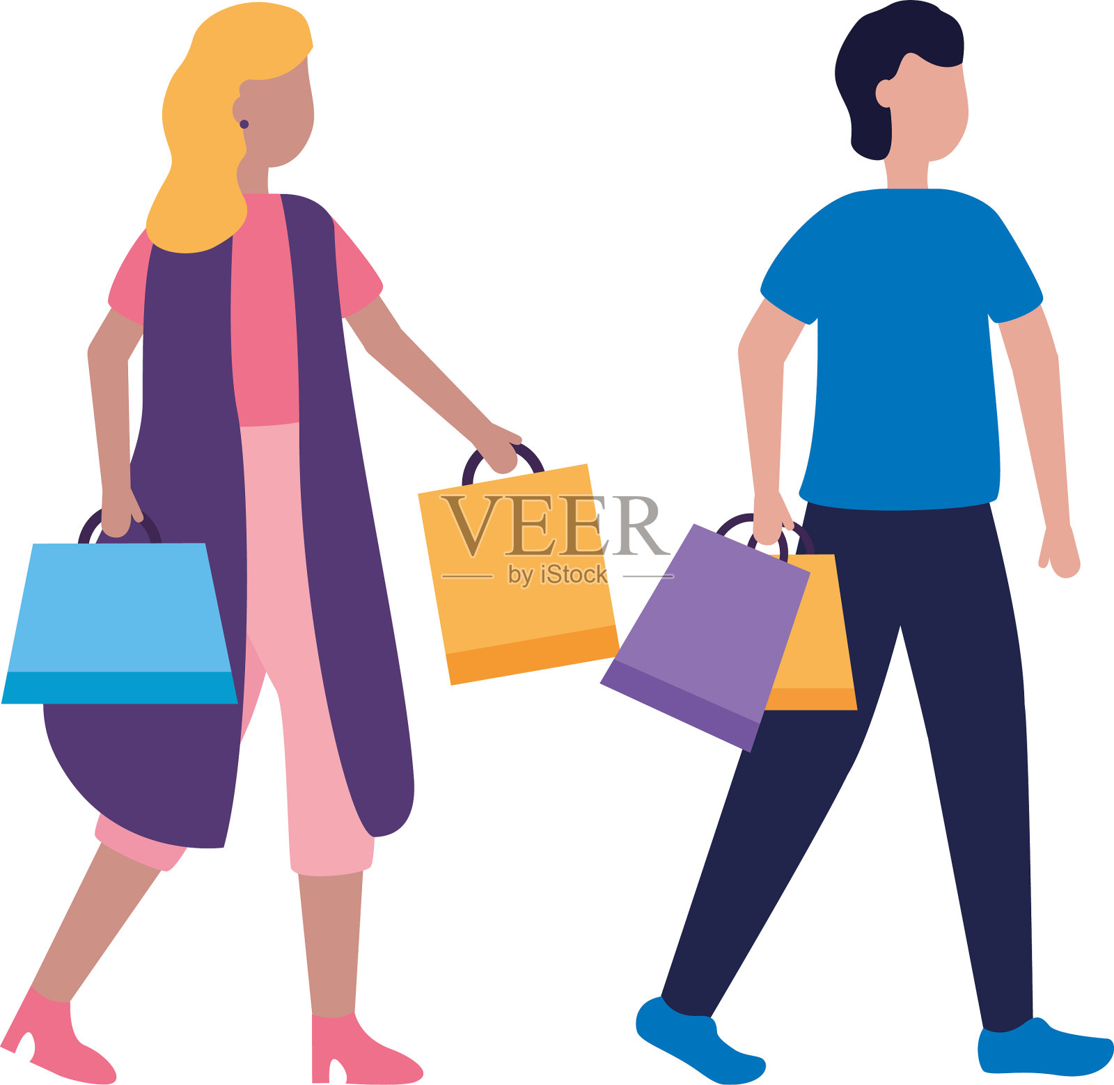女人和男人的化身,带着购物袋设计元素图片