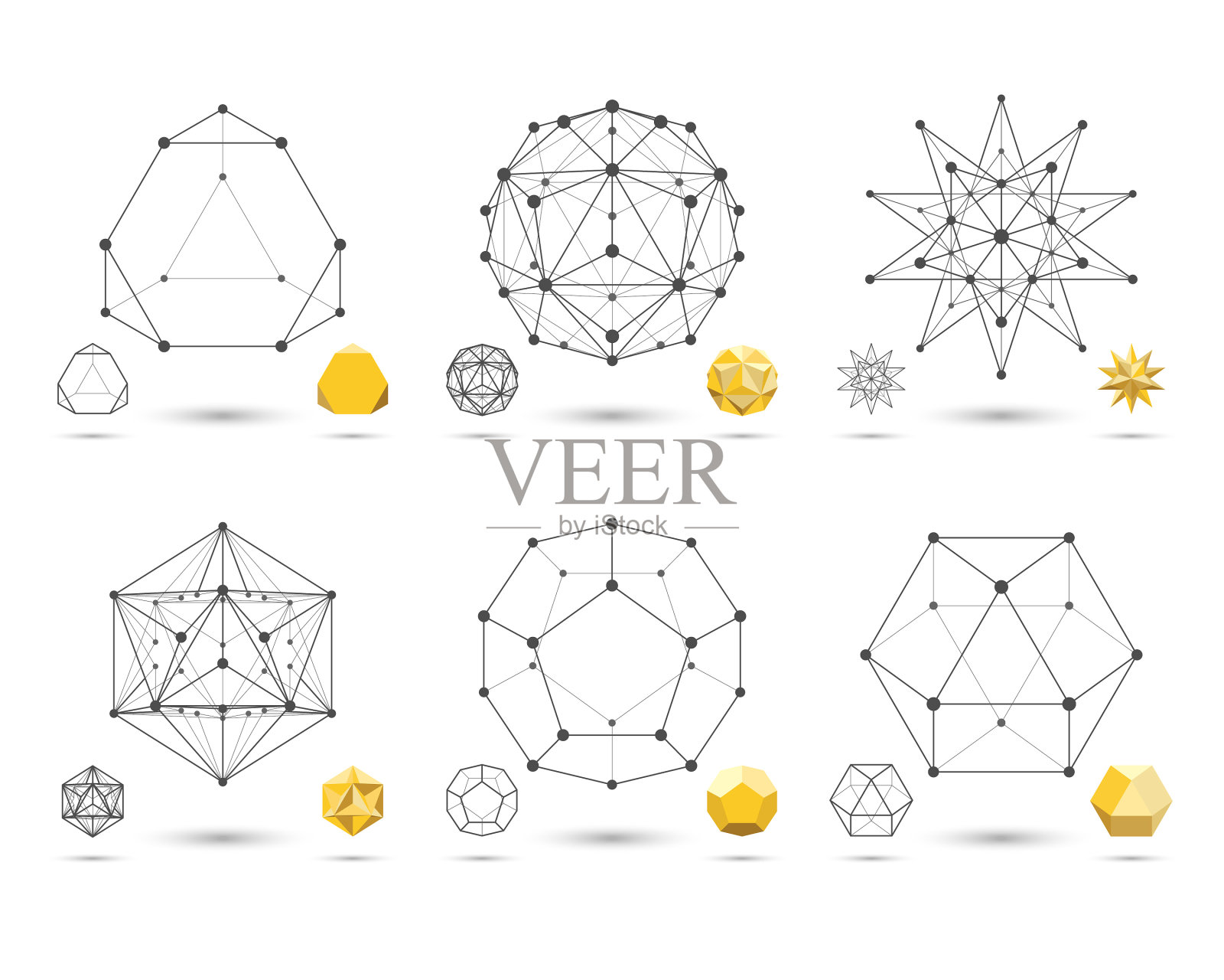 设置抽象的三维几何形状插画图片素材