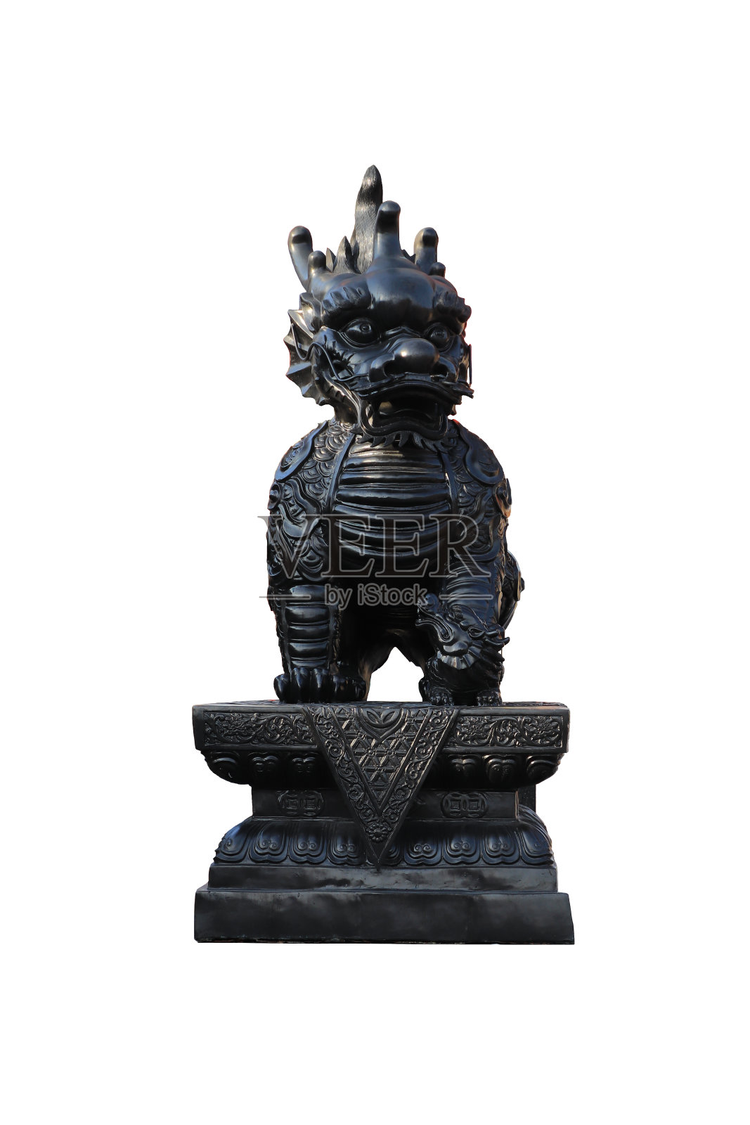 中国守护狮孤立在白色背景上照片摄影图片