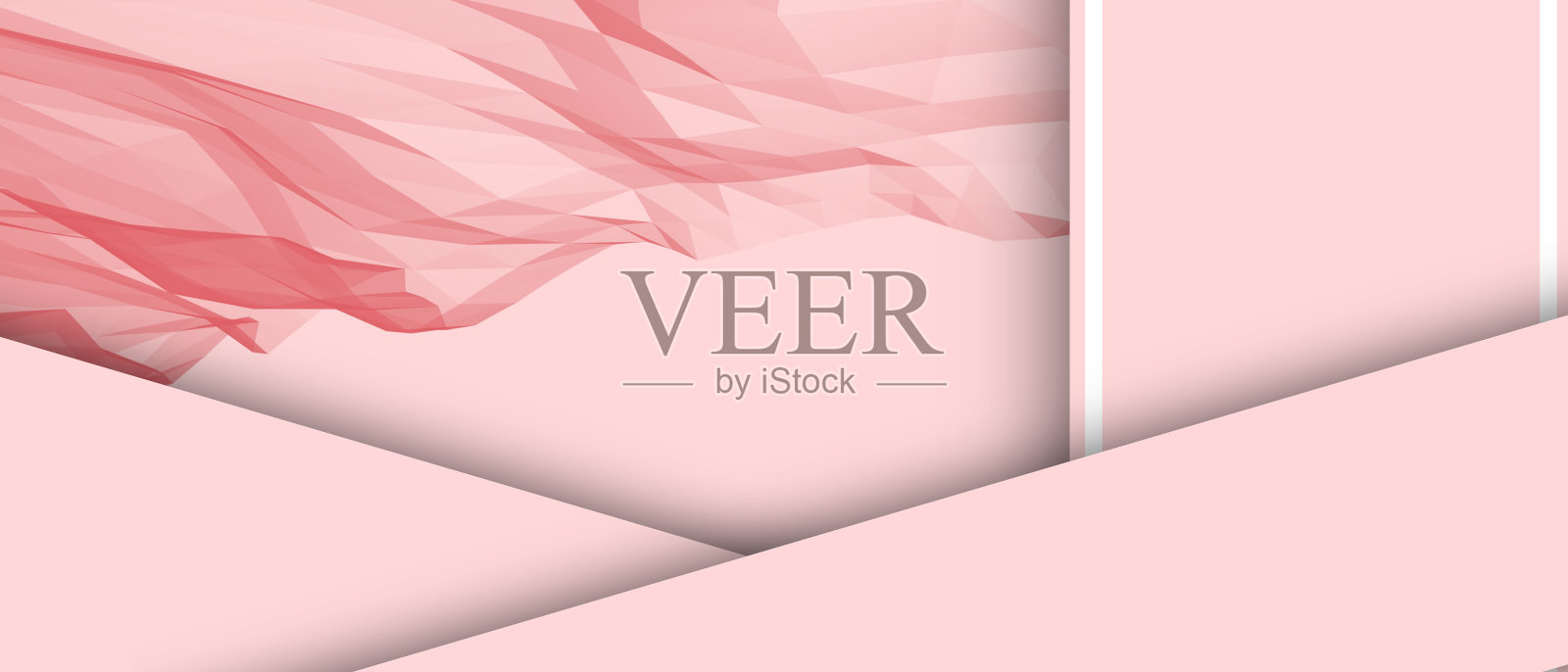 抽象横幅背景最小和数字山概念曲线波浪粉色折纸风格与复制空间。海报,贺卡,标题,网站- 3d渲染照片摄影图片