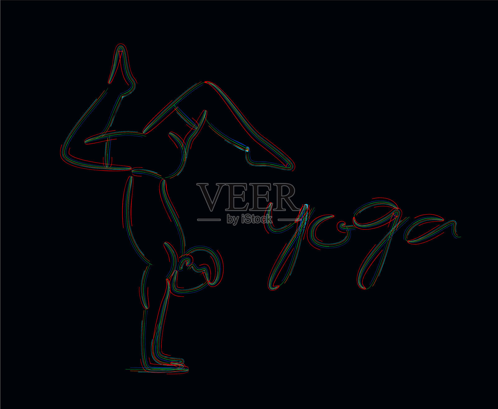 男子练习瑜伽姿势21月21日国际插画图片素材