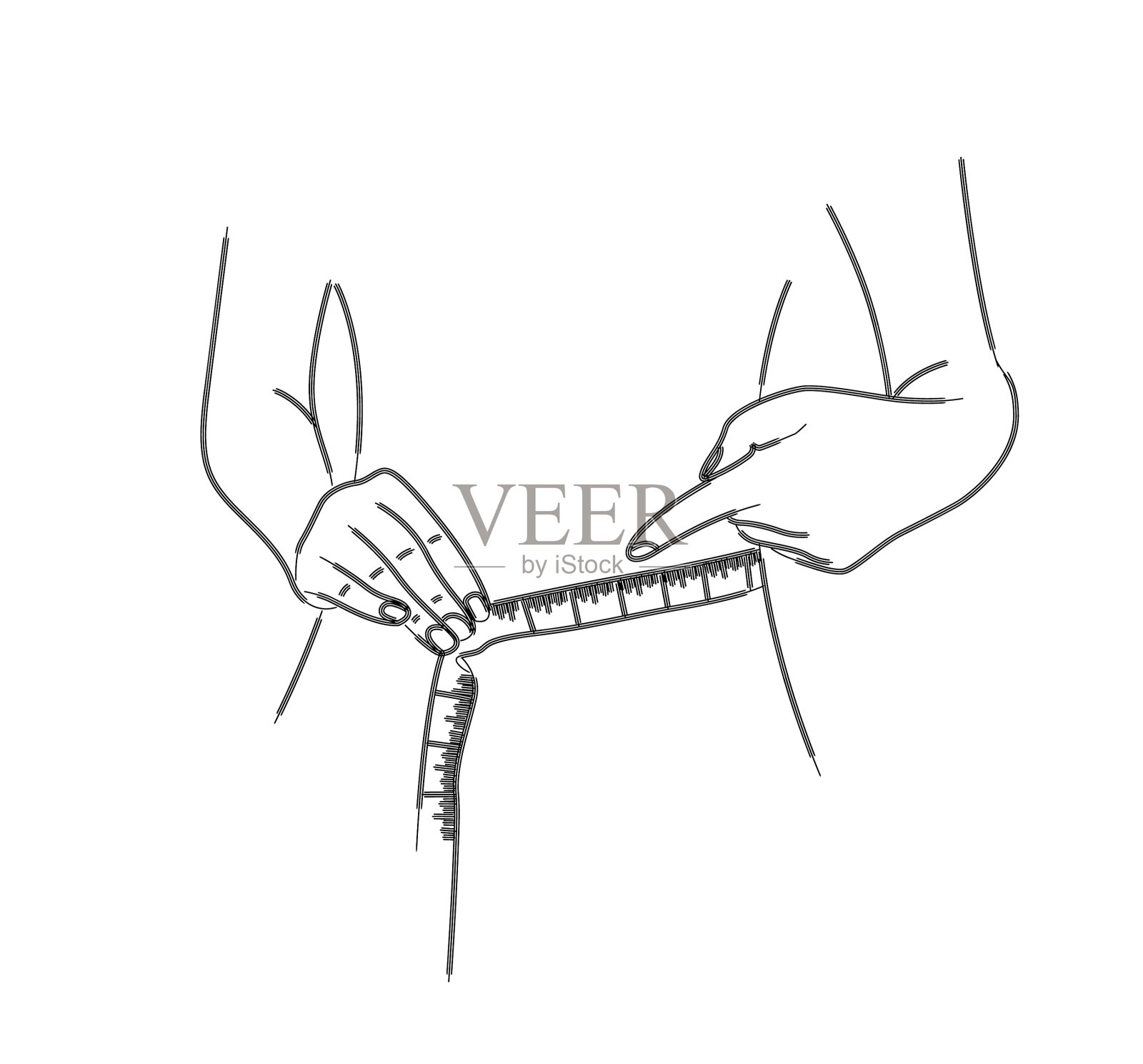 女性用卷尺量腰围节食减肥插画图片素材