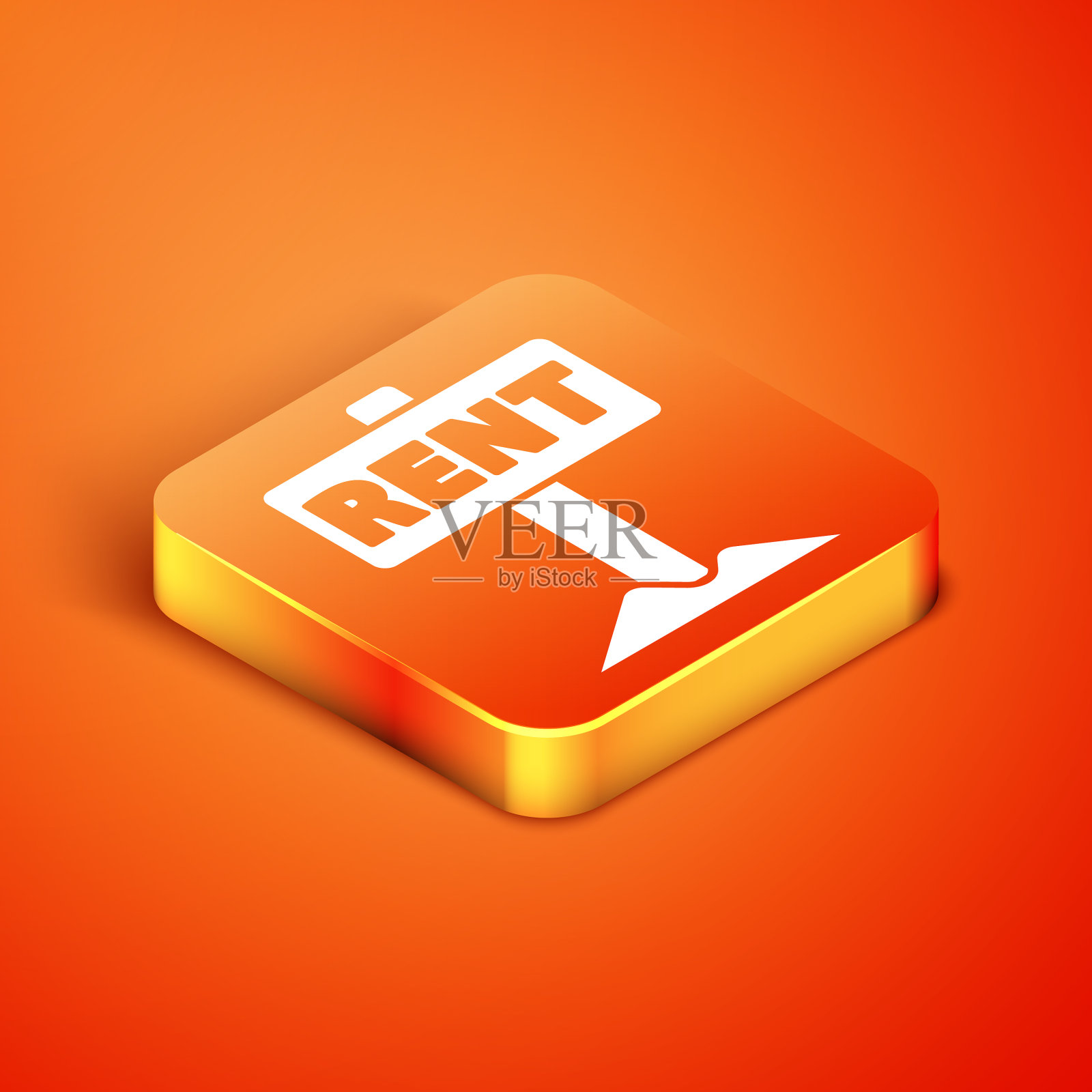 等距悬挂标志与文本租赁图标插画图片素材