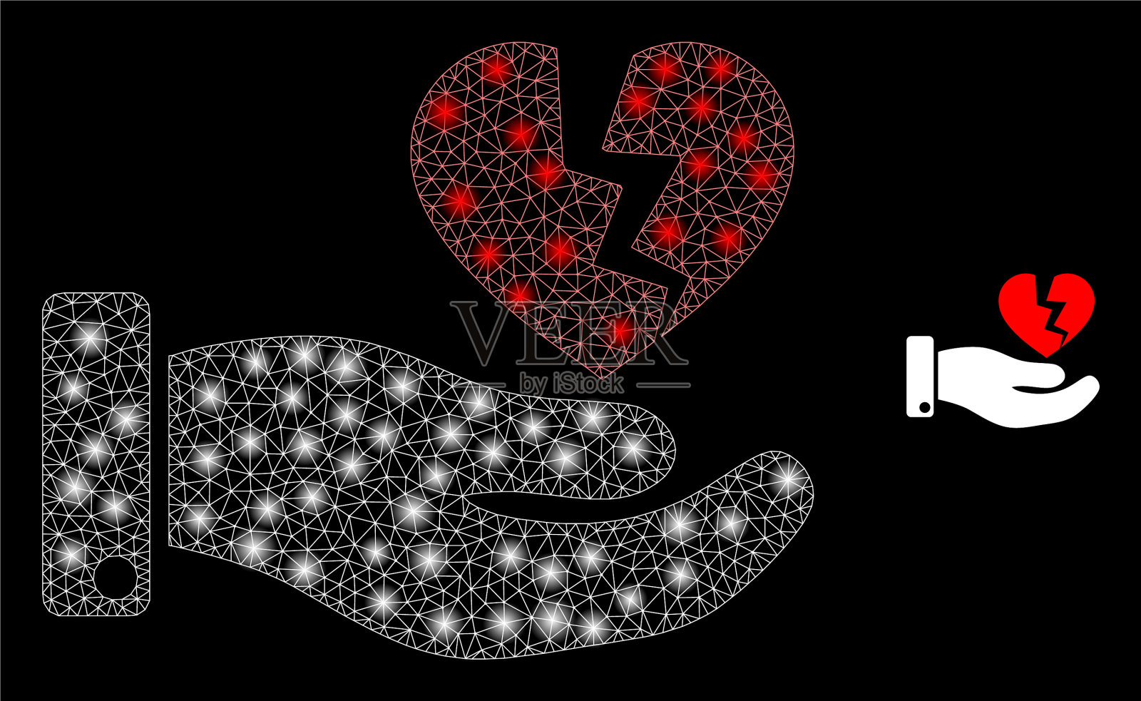 手献碎心-亮网插画图片素材