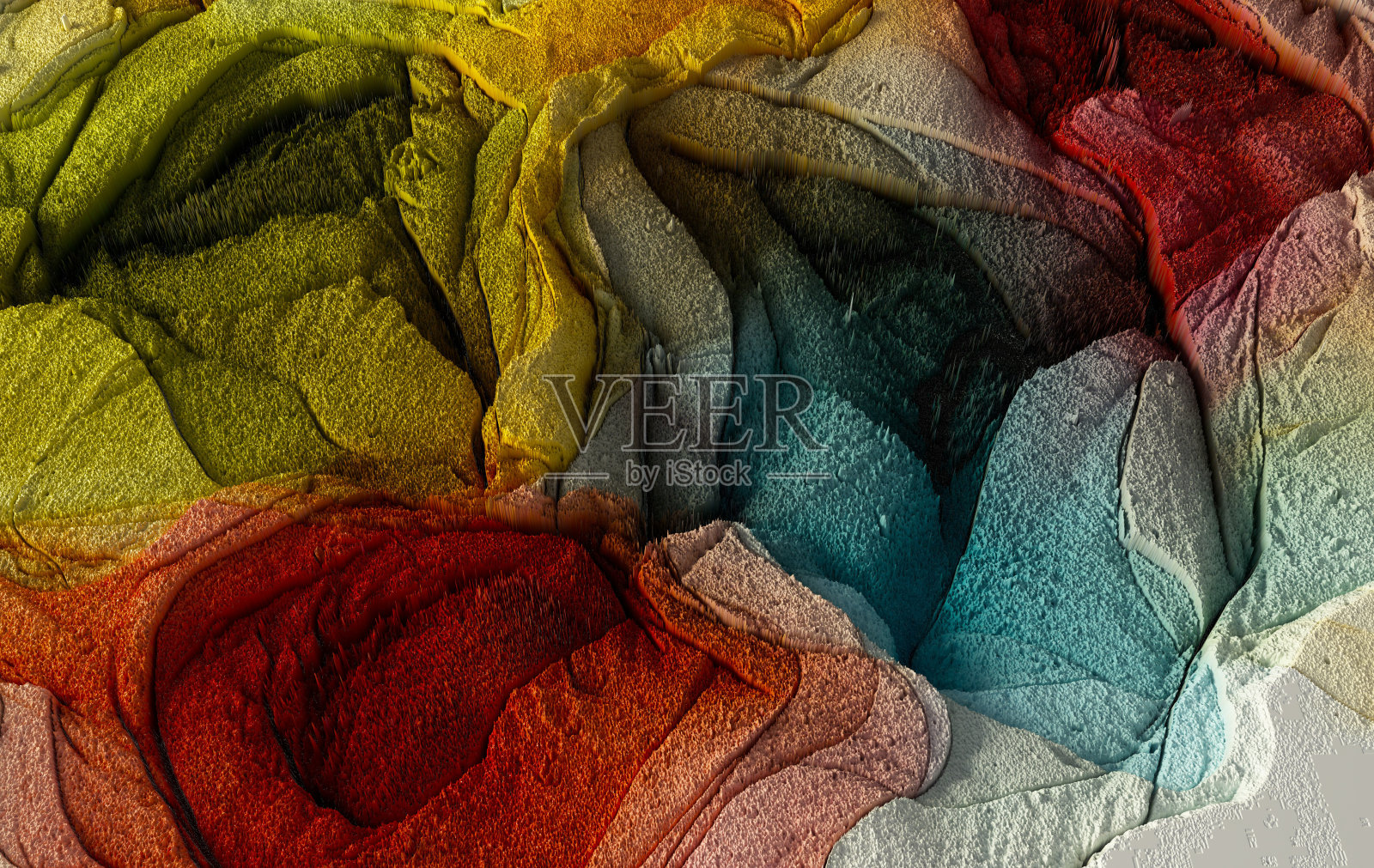 抽象的三维渲染宏观渲染结构由数百万五颜六色的柱子组成。分形纹理背景照片摄影图片