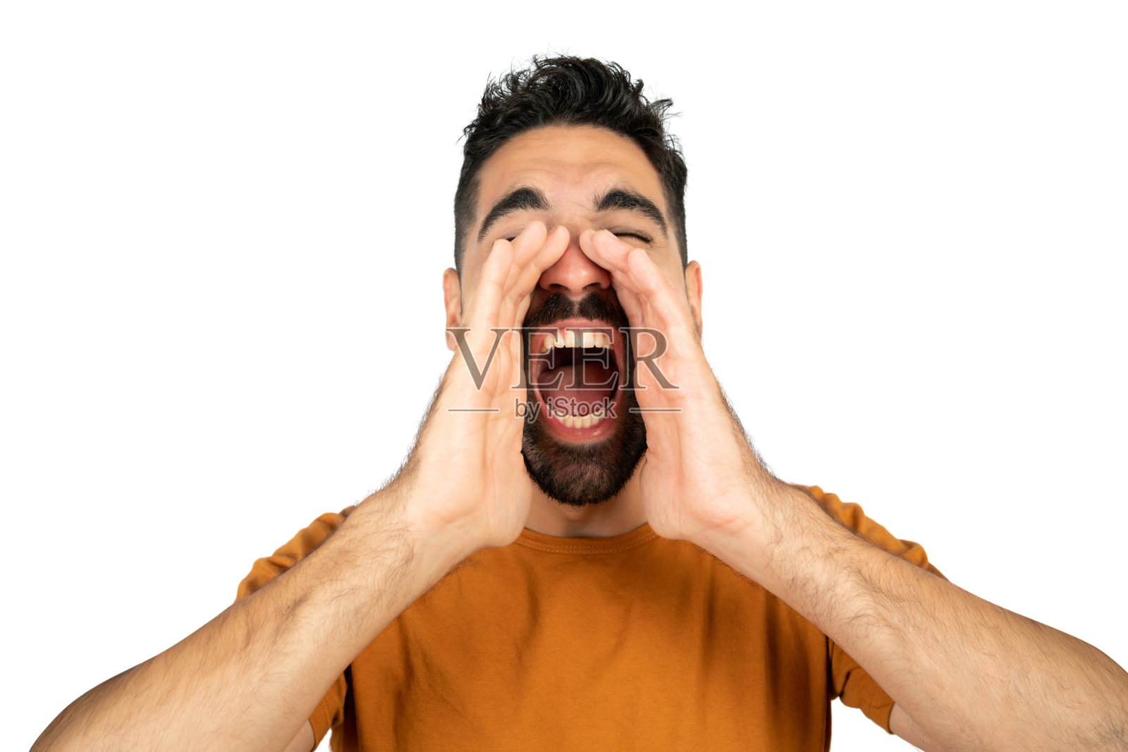 年轻人大喊大叫。照片摄影图片