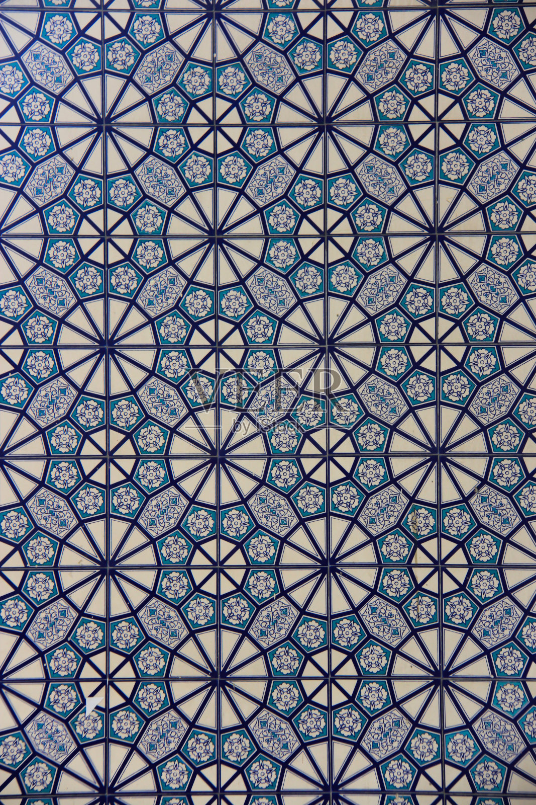 装饰伊斯兰复古蓝色瓷砖照片摄影图片