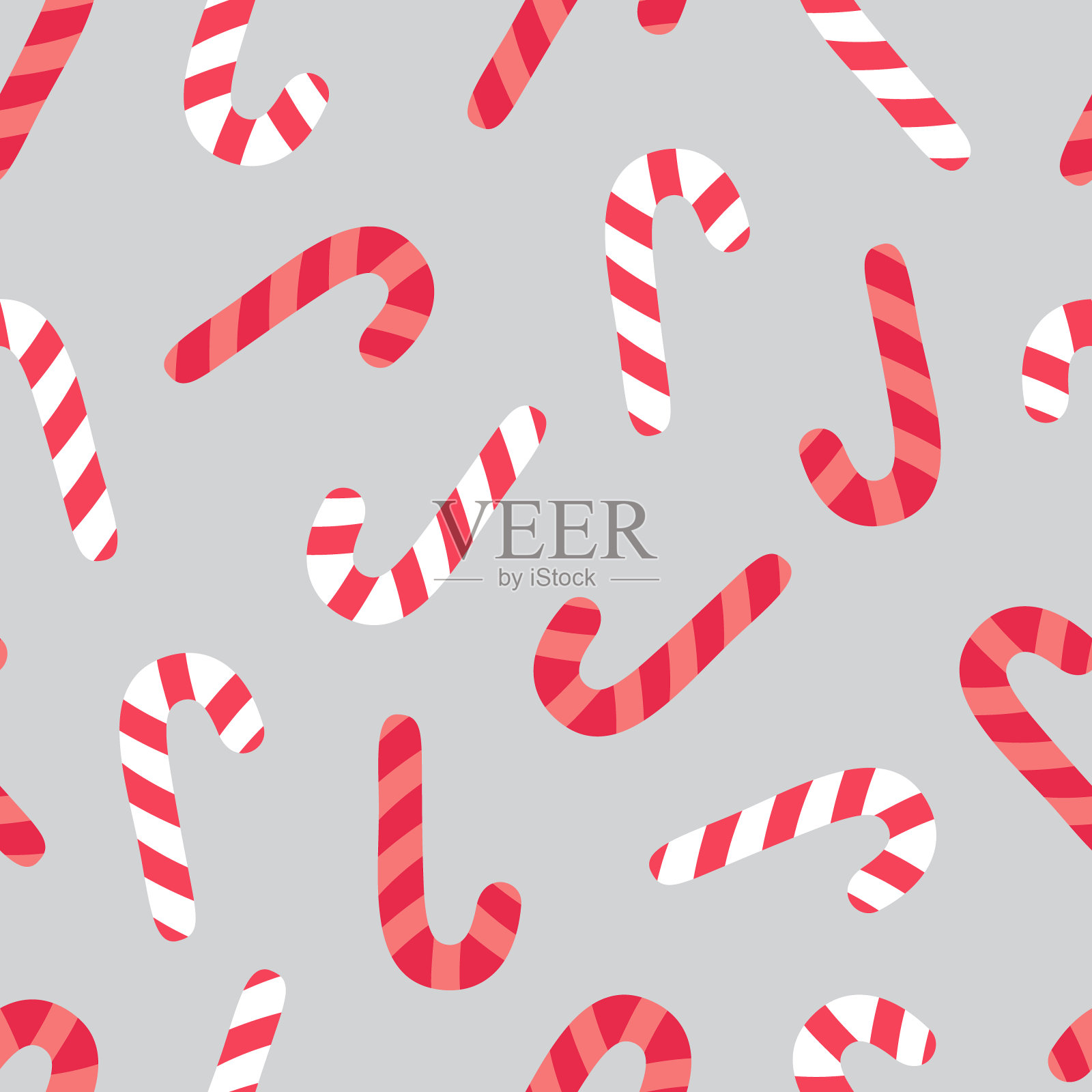 薄荷糖甘蔗圣诞矢量无缝模式插画图片素材