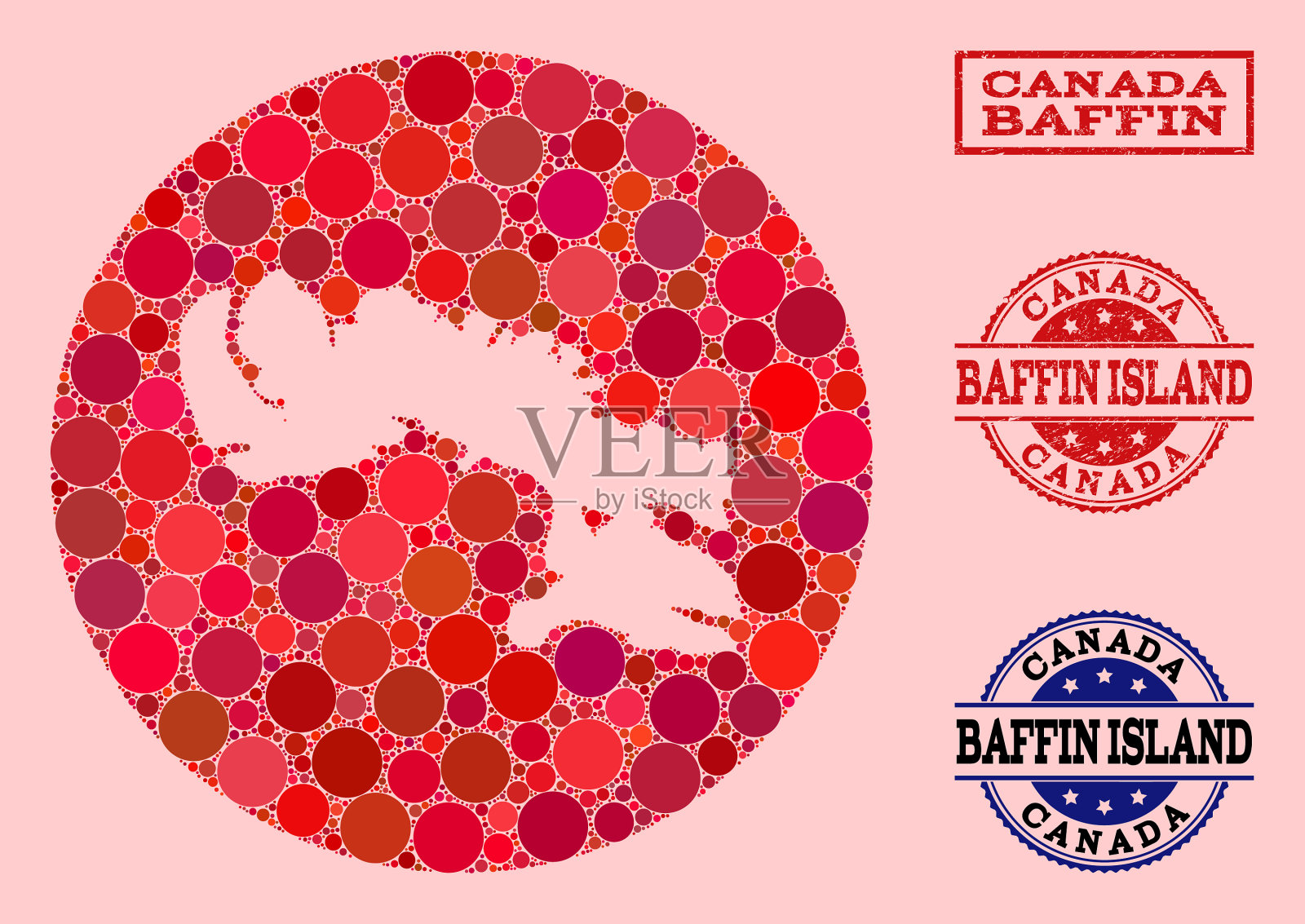 孔圈图巴芬岛马赛克和橡胶插画图片素材