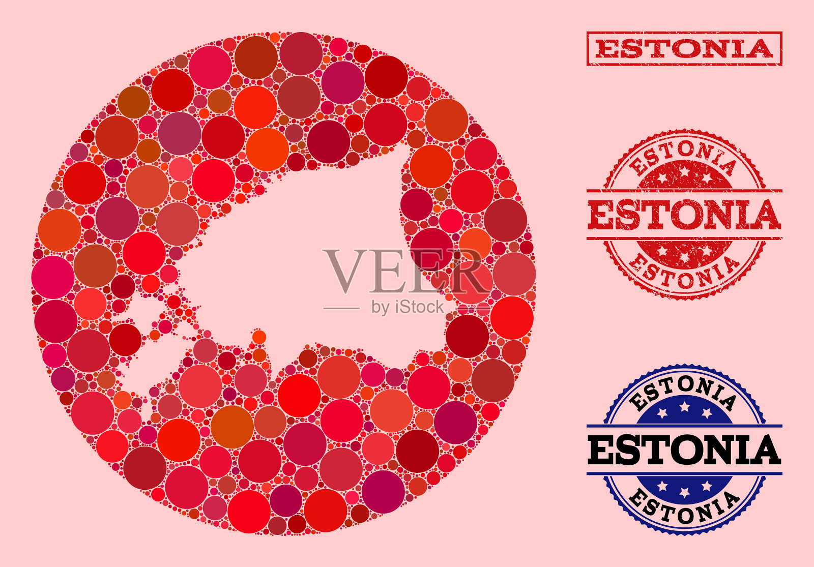 孔圆地图爱沙尼亚马赛克和水印插画图片素材