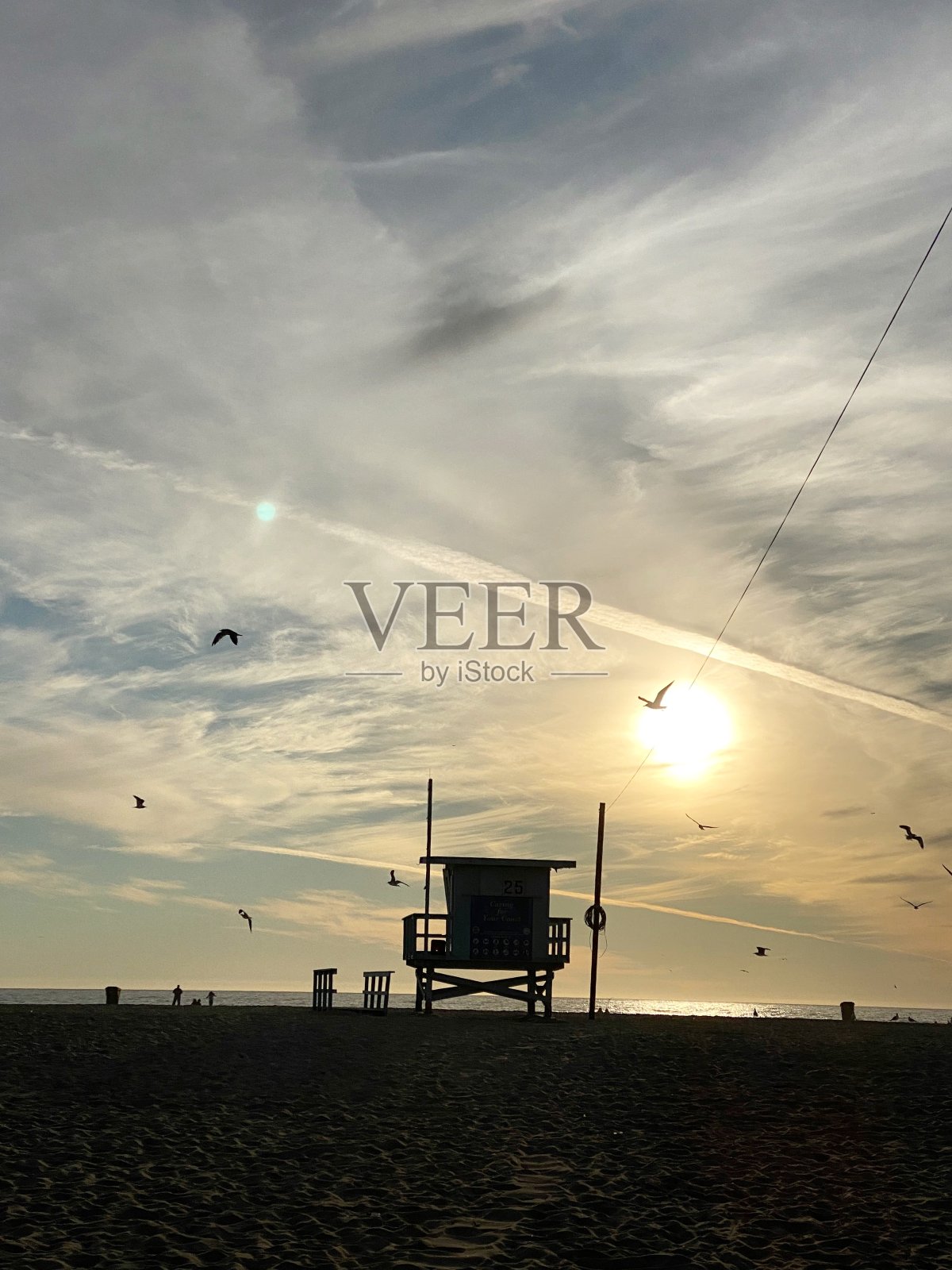 巴尔博亚海滩日落,新港海滩,美国加州照片摄影图片