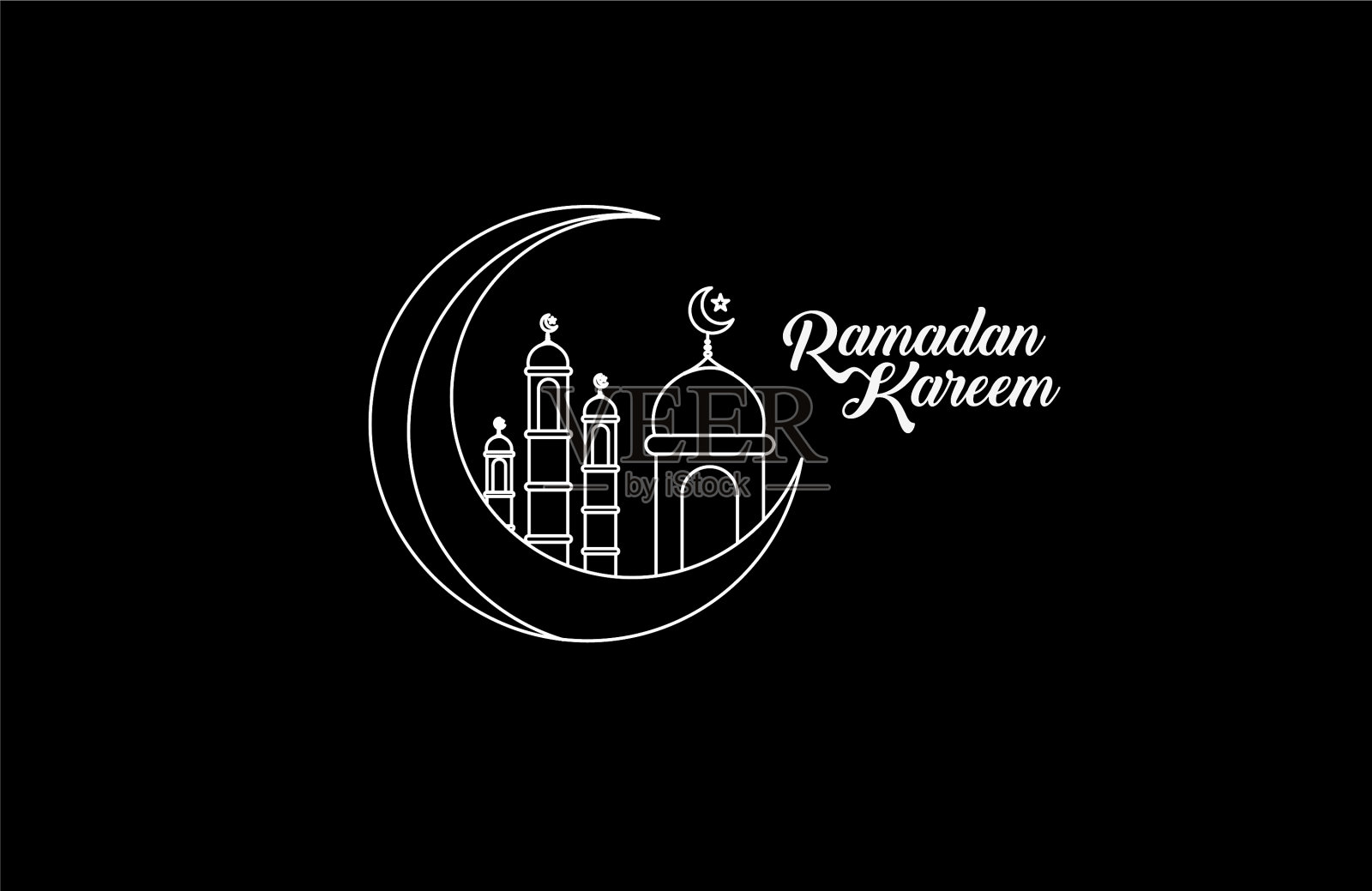 开斋节穆巴拉克庆祝-清真寺插画图片素材