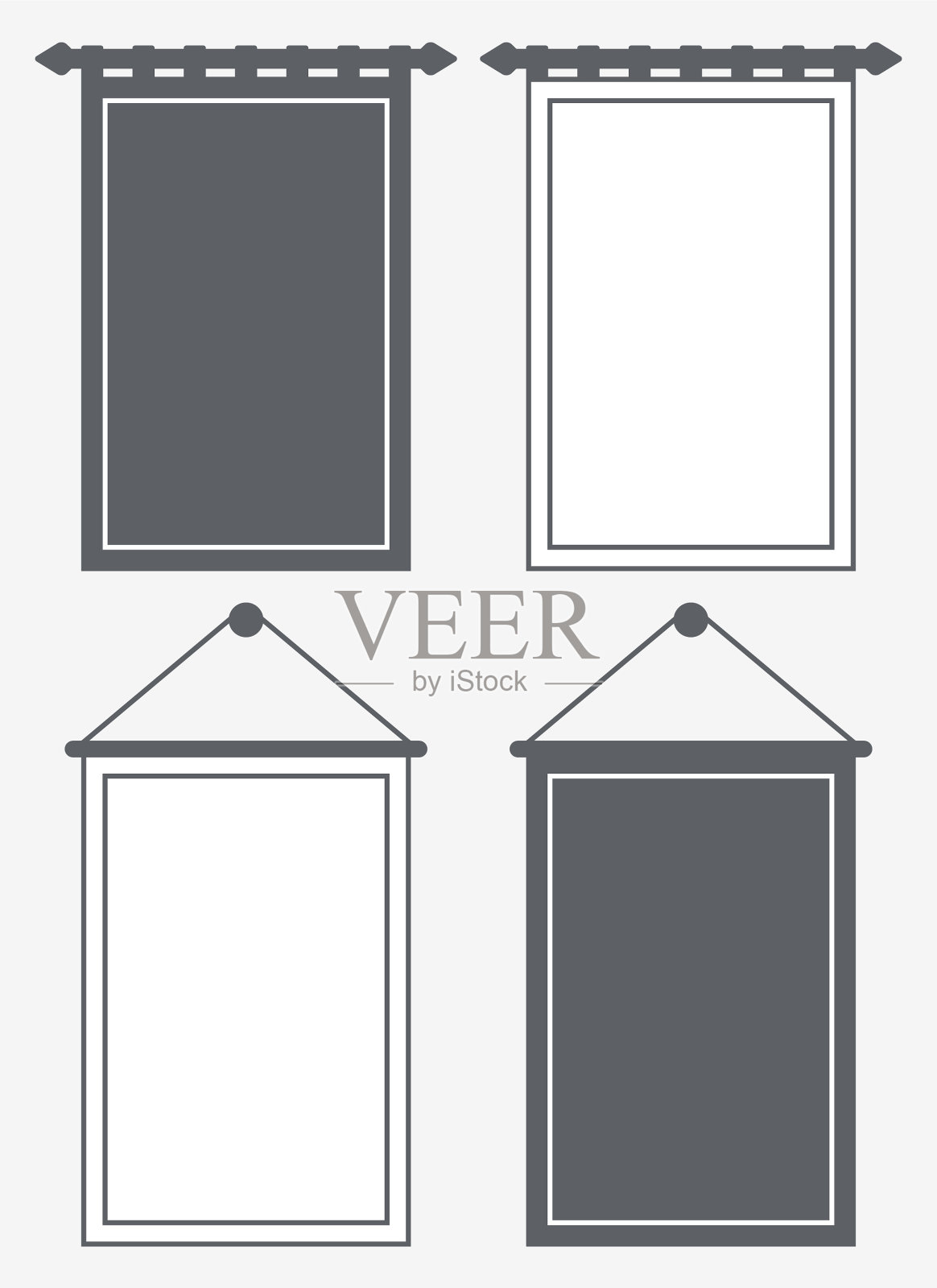 模板空白三角旗轮廓和轮廓插画图片素材