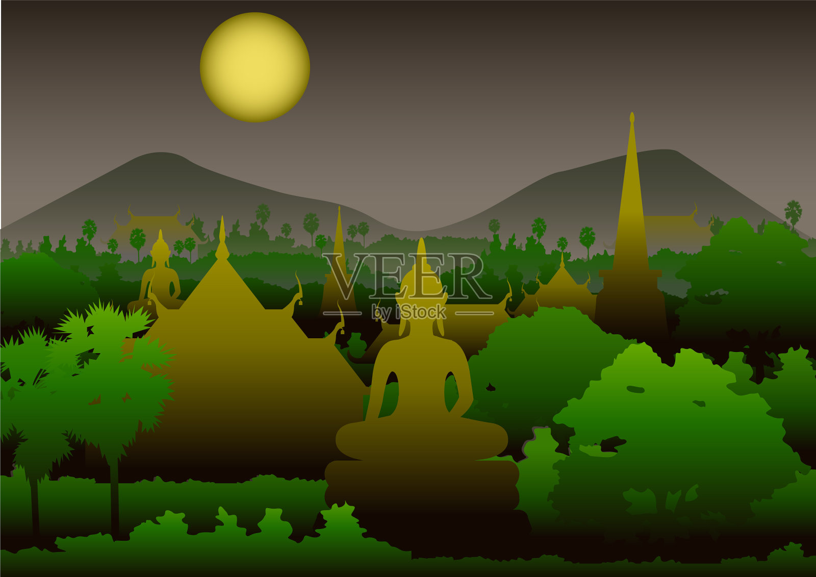 寺庙宝塔形象佛像雕塑插画图片素材