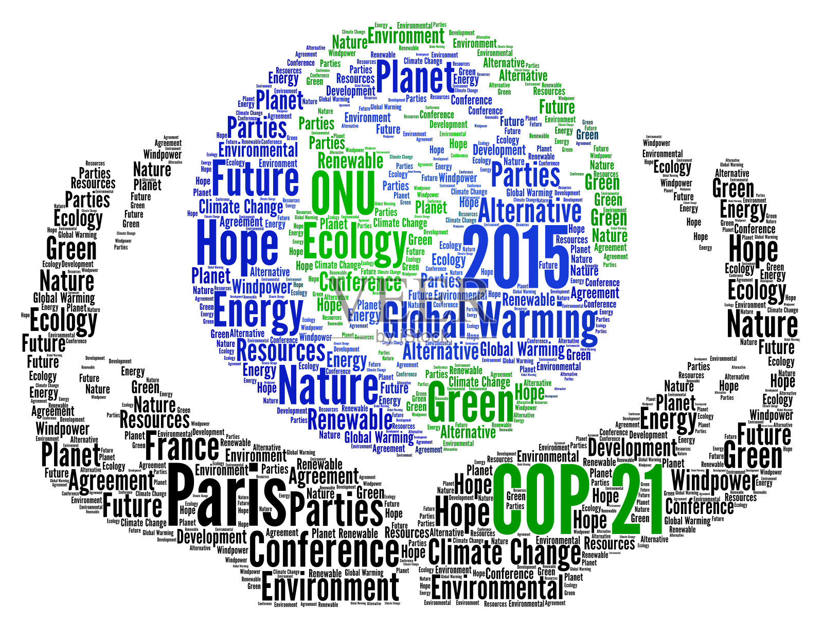2015年巴黎COP 21词汇云概念会议插画图片素材