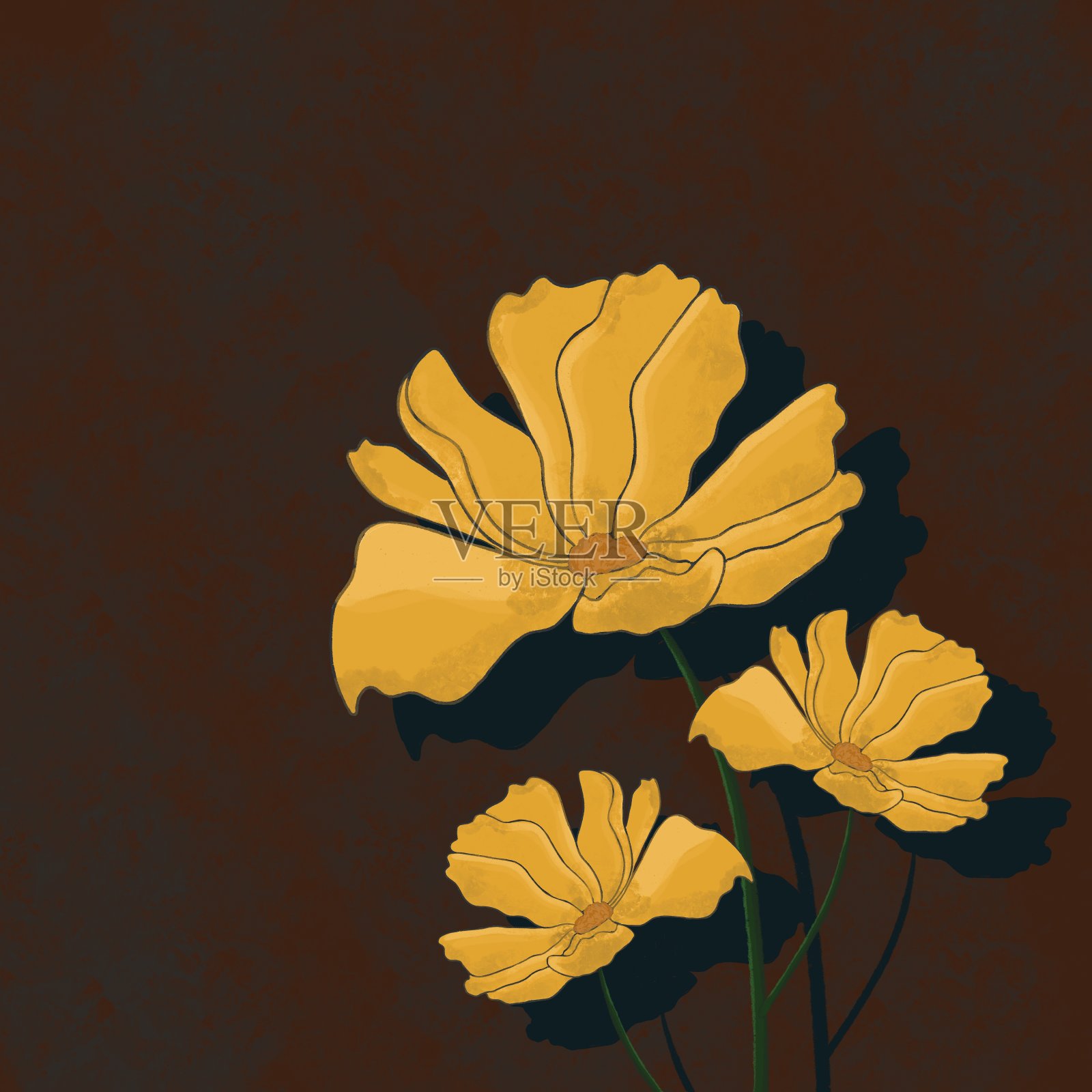 花的背景颜色不同。插画图片素材