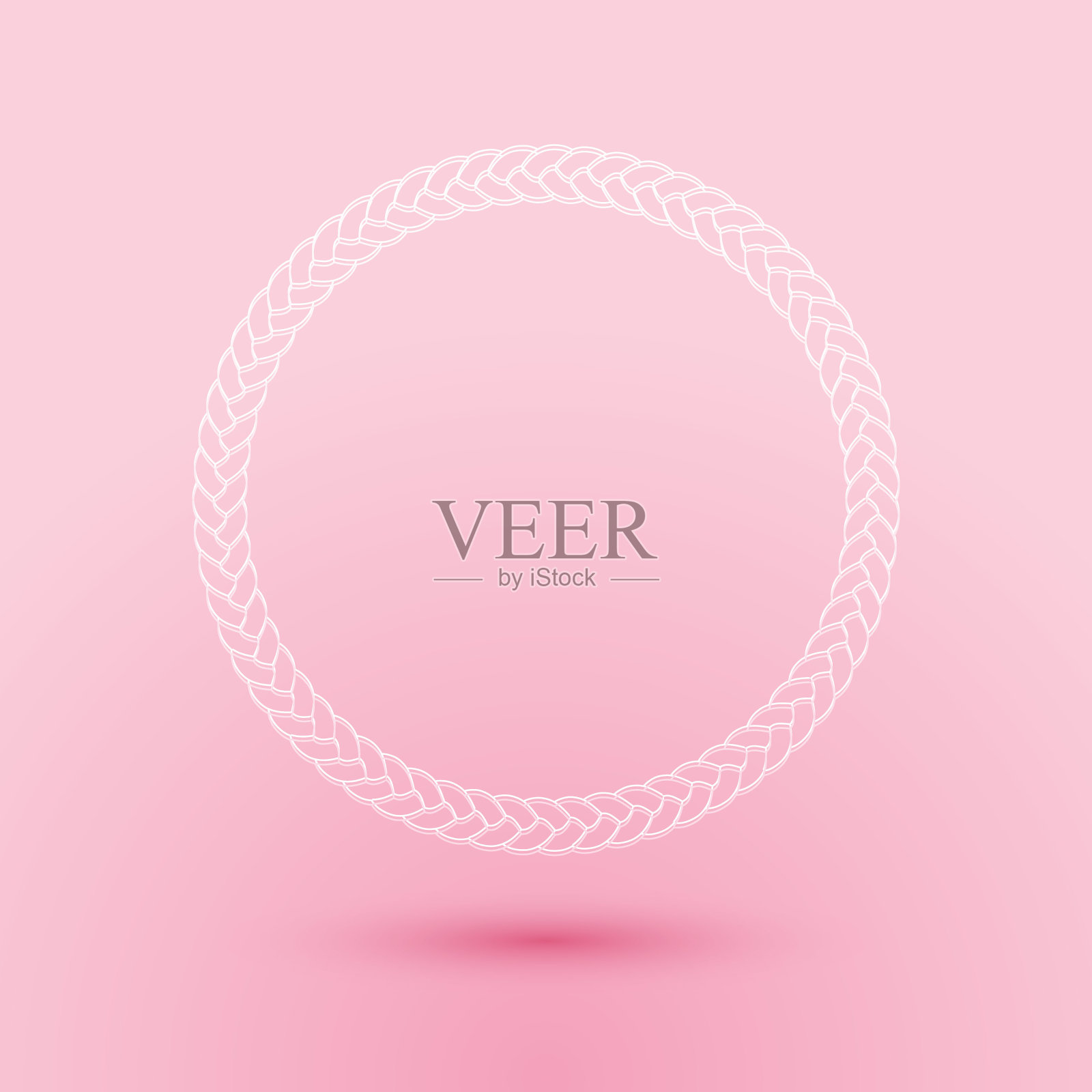 剪纸绳子框架图标孤立在粉红色的背景。框架来自航海绳索。船用装饰用圆绳。纸艺术风格。向量设计元素图片