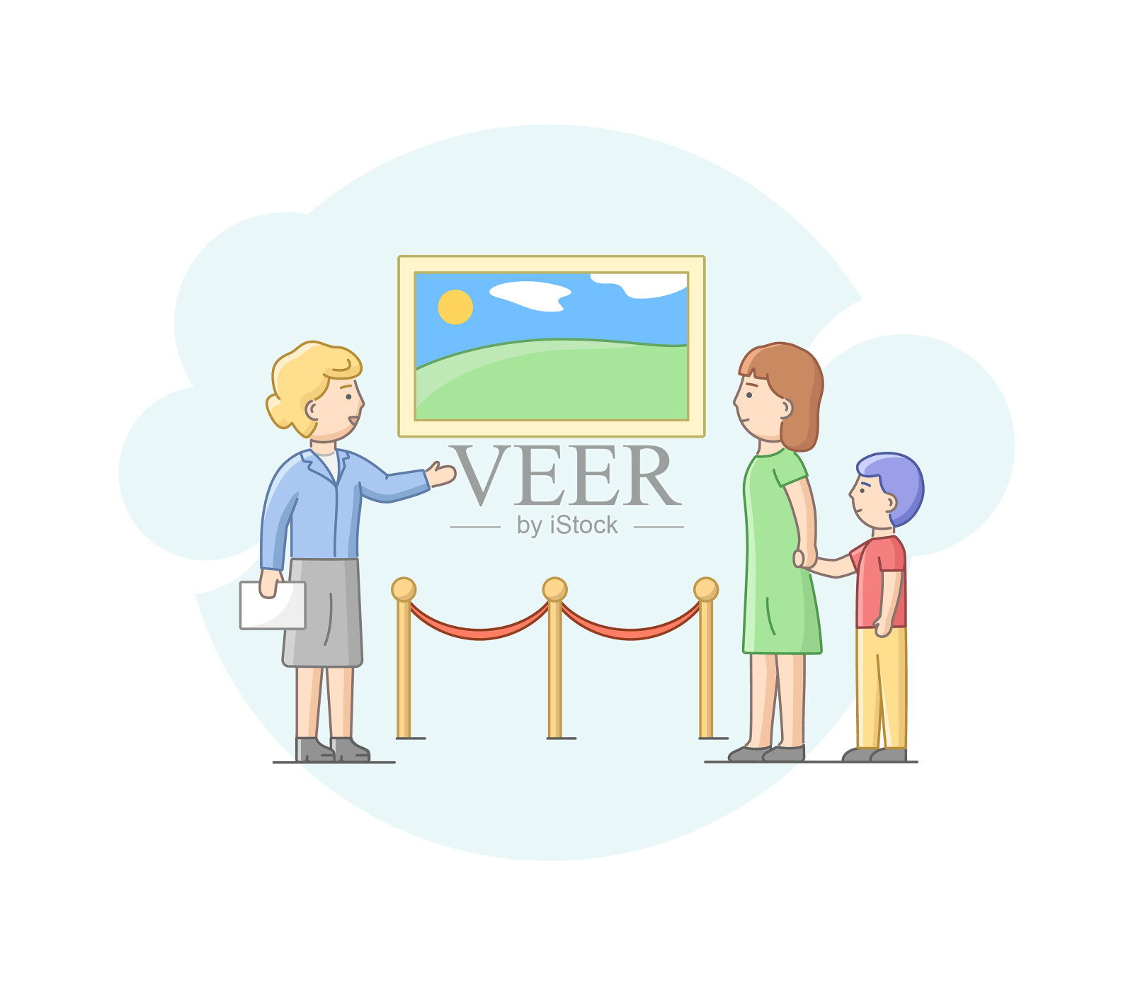 现代艺术观念母亲与儿子参观艺术设计元素图片