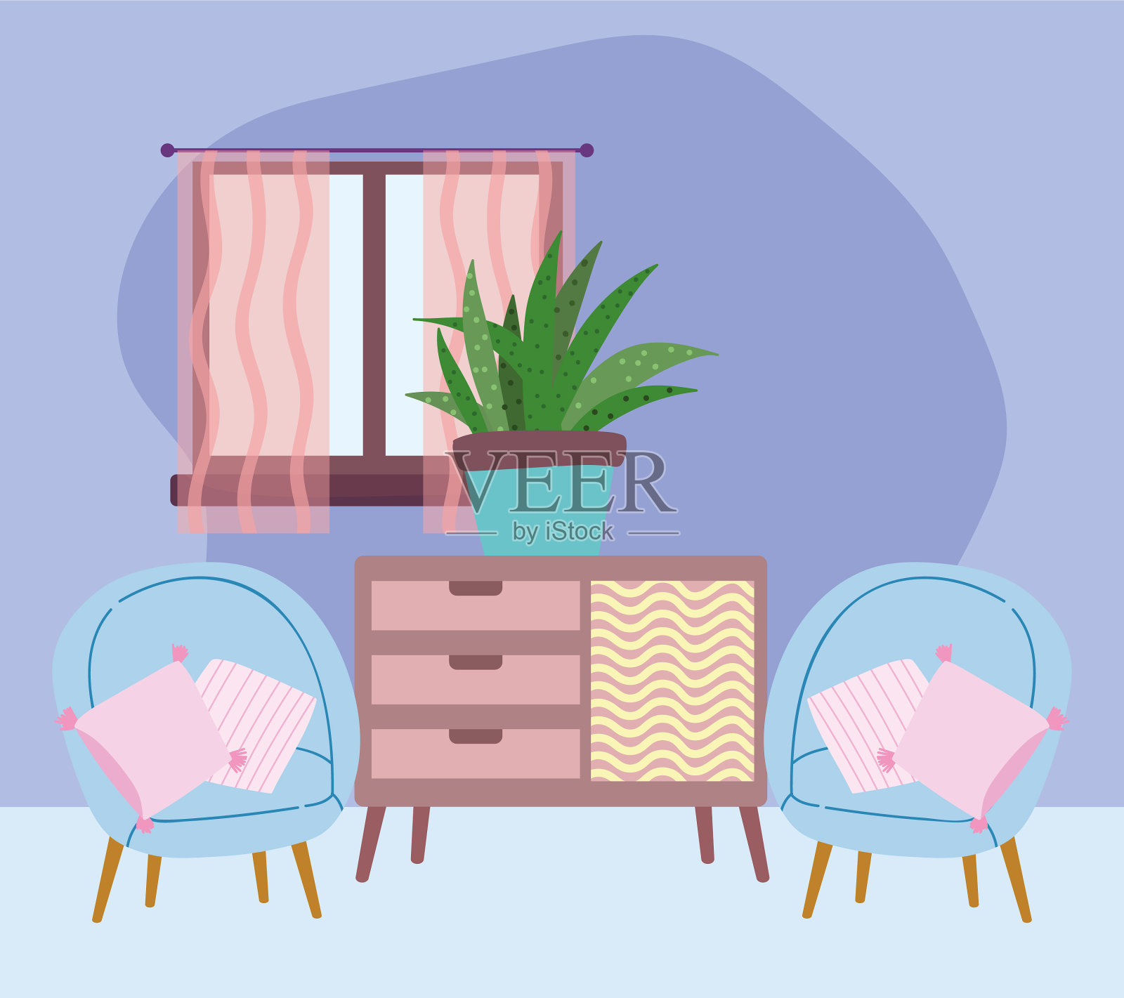 家居客厅内饰椅子家具厂插画图片素材