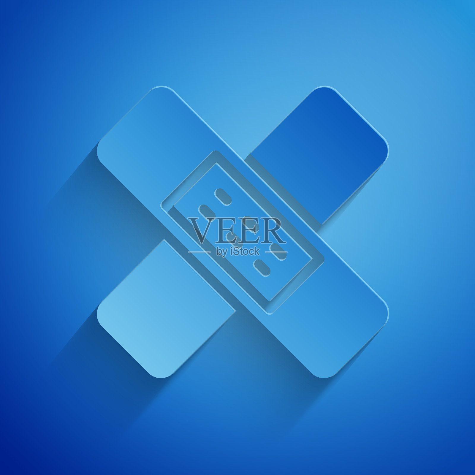 纸剪交叉绷带粘贴图标孤立上插画图片素材