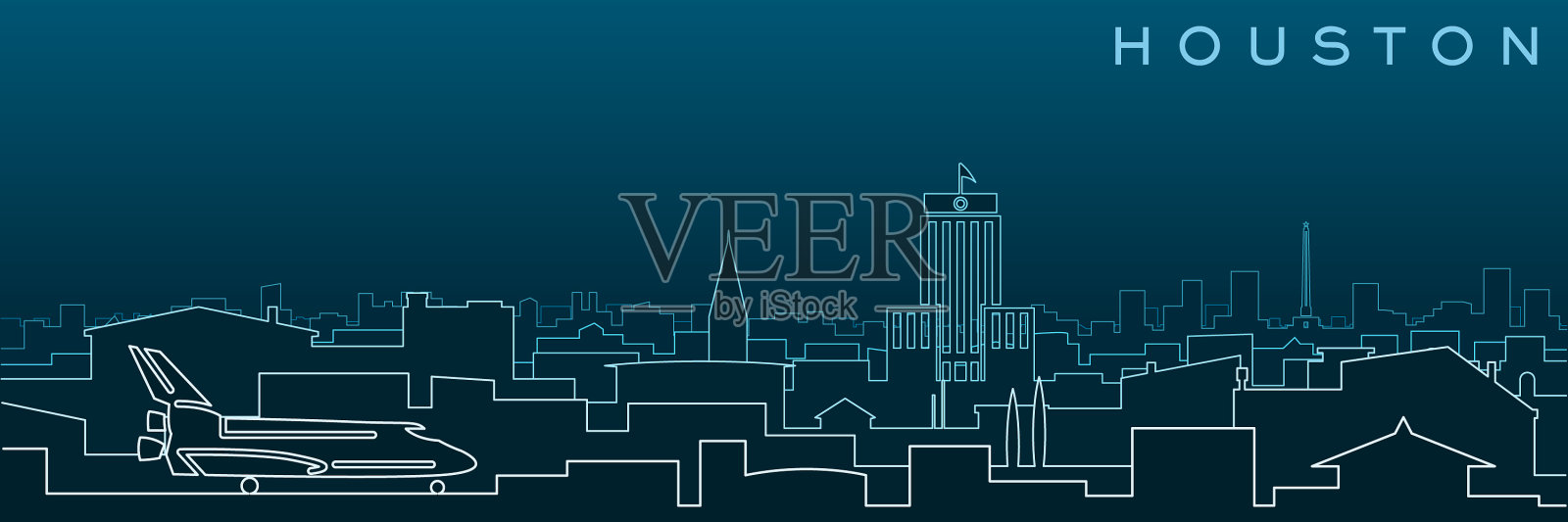休斯顿多线、天际线和地标插画图片素材