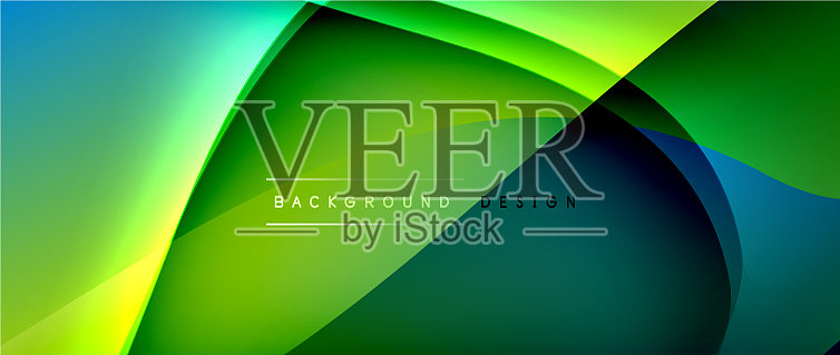 流体梯度波与阴影线和发光插画图片素材