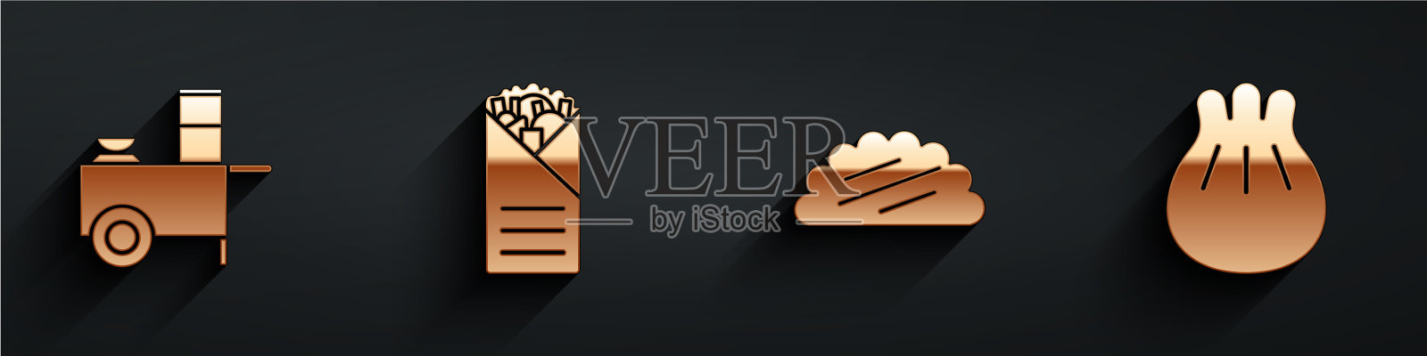 速食车,烤肉串,墨西哥玉米卷图标素材