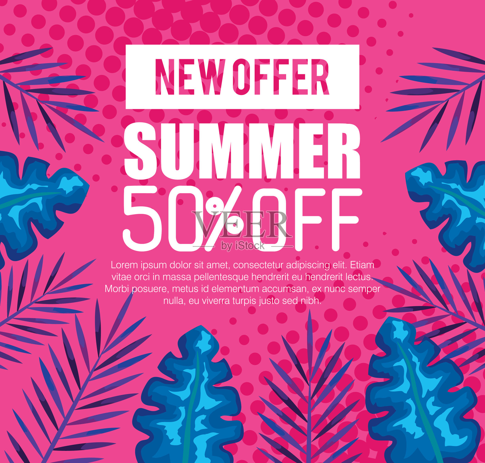 新的优惠夏季50%的横幅插画图片素材