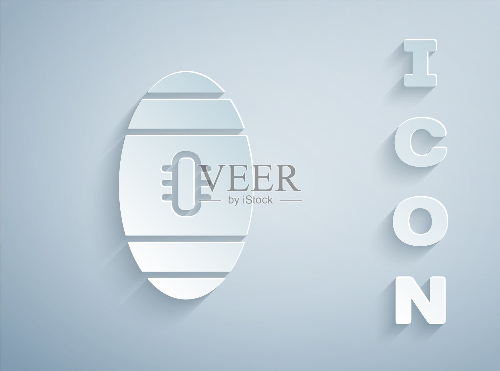 剪纸美国足球图标孤立上插画图片素材