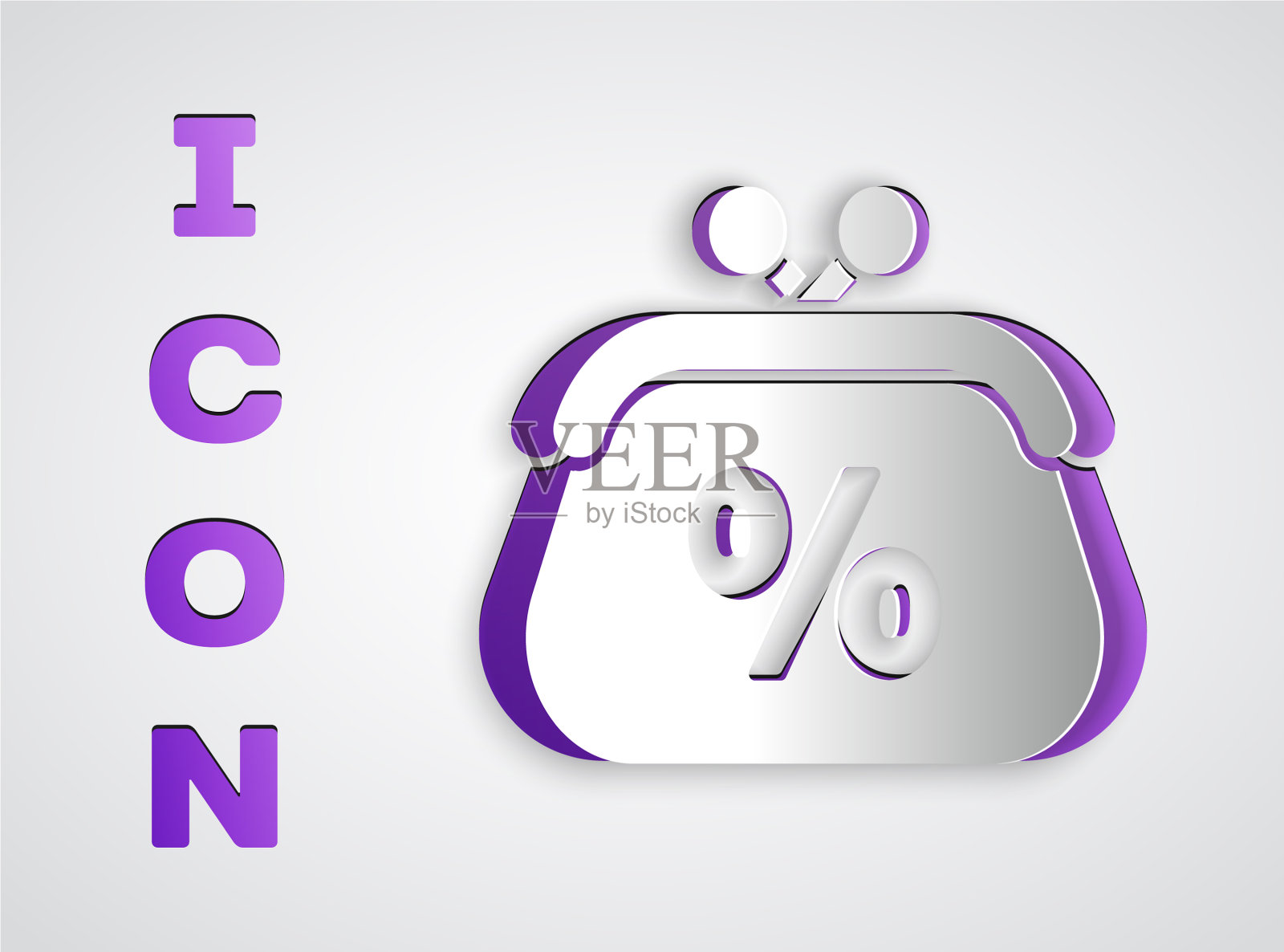 剪纸钱包的钱百分比图标孤立上图标素材