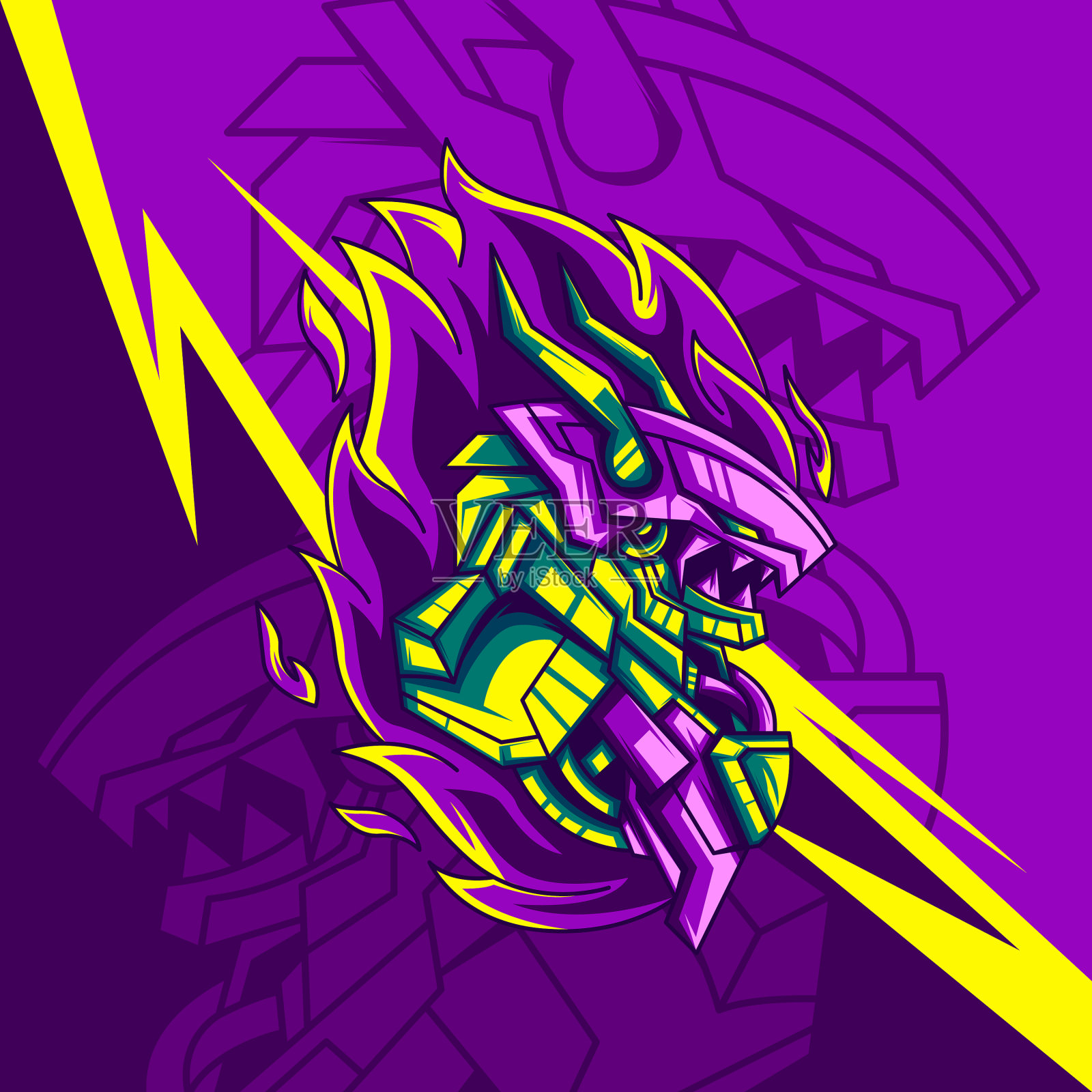 紫cyborg护甲插画图片素材