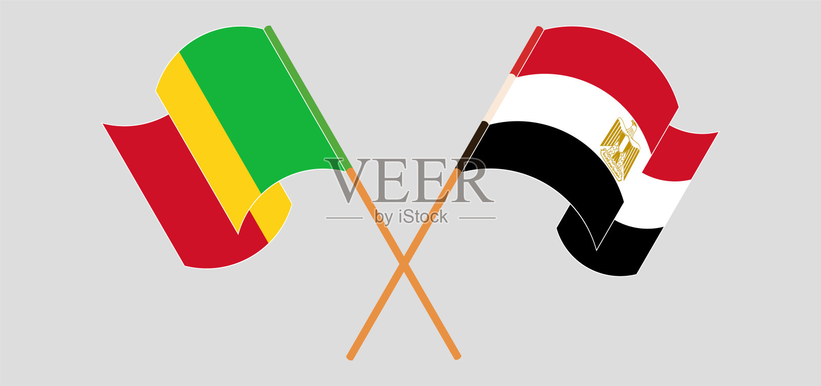 交叉挥舞着马里和埃及的旗帜设计元素图片