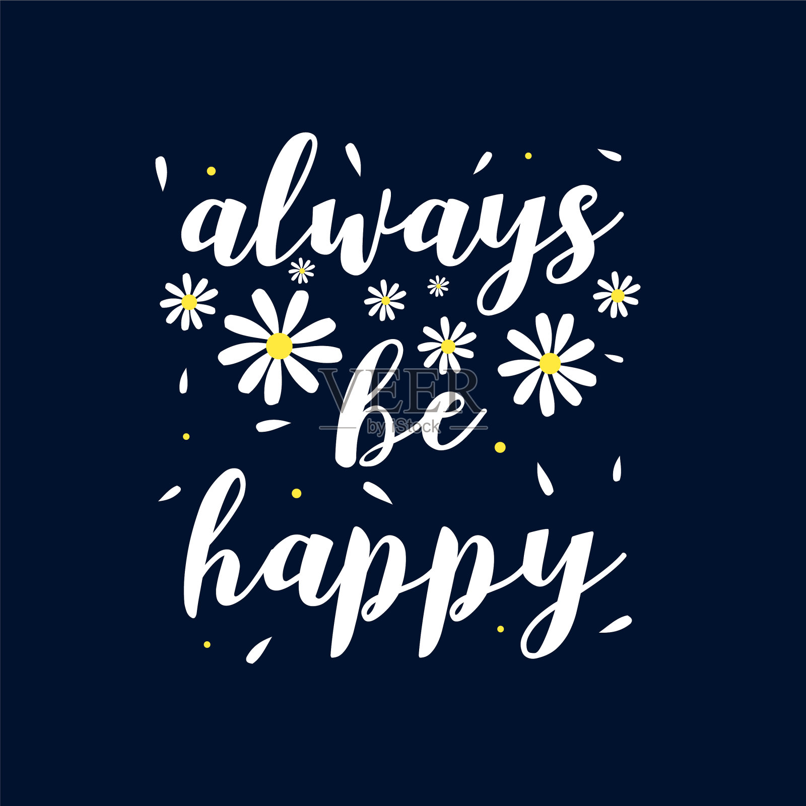 手绘Daisy印花设计与口号插画图片素材