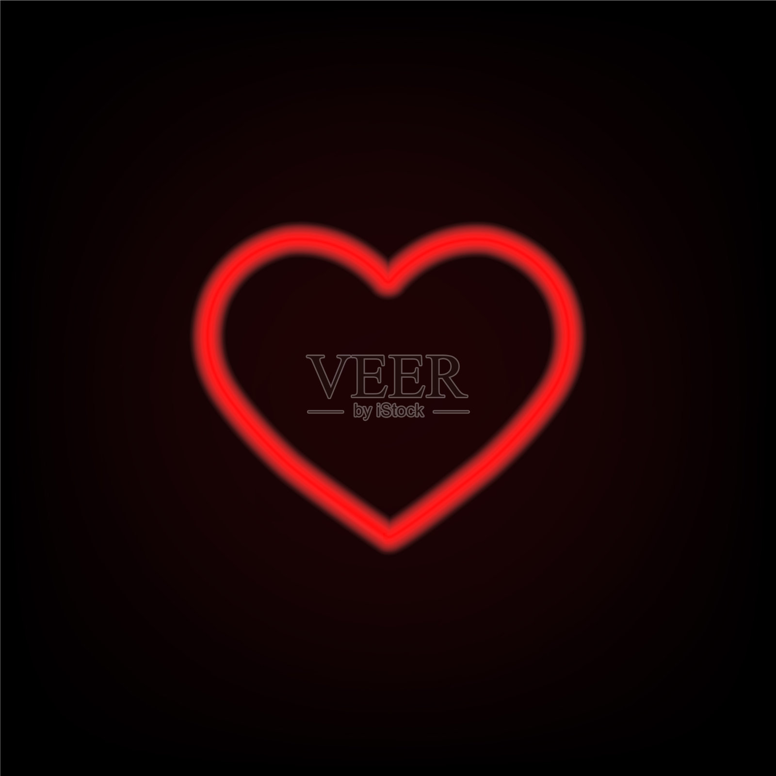 霓虹红色的心在黑色的背景设计和插画图片素材