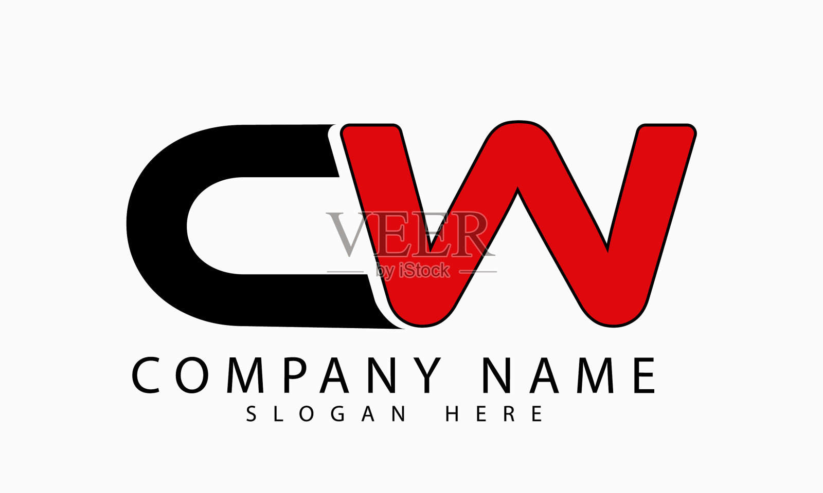 Cw初始logo设计插画图片素材