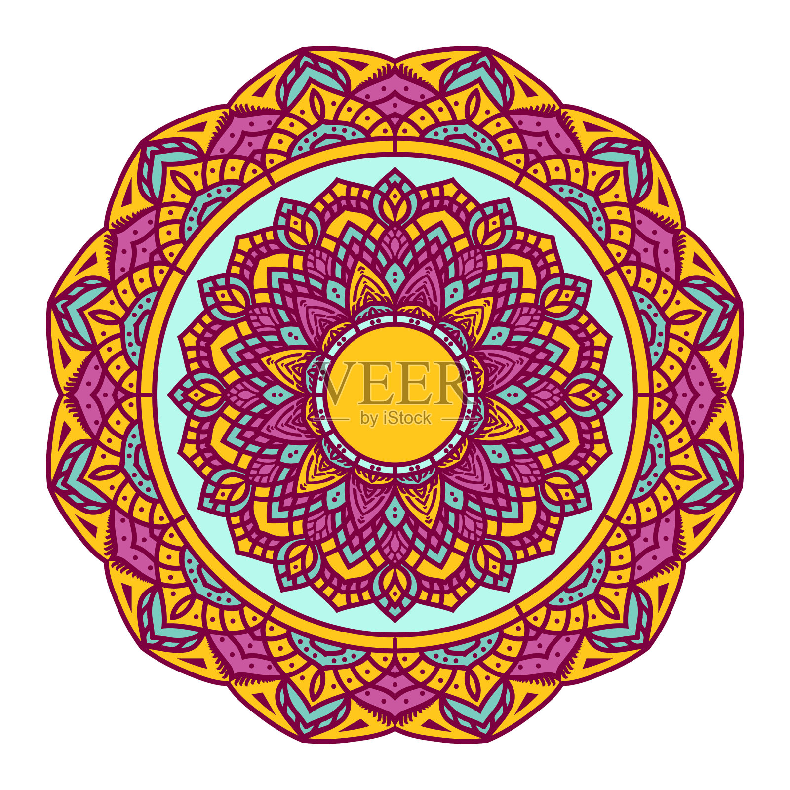 丰富多彩的创意曼陀罗背景溢价插画图片素材