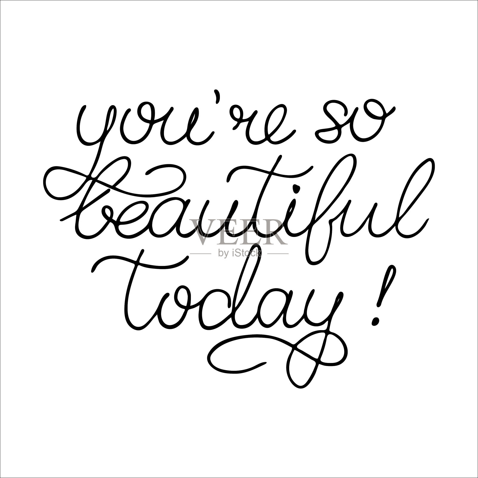 今天手绘的你真漂亮设计元素图片